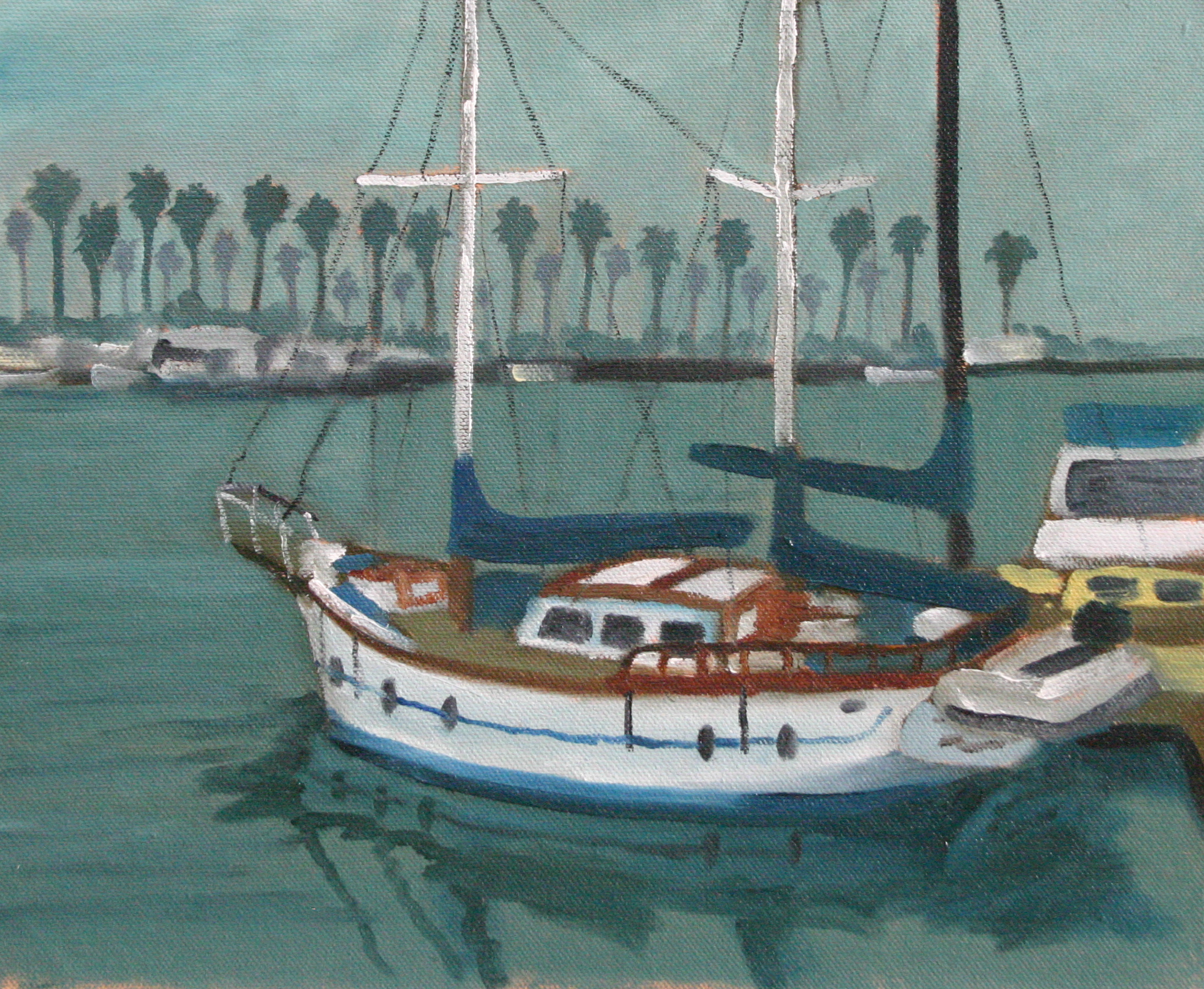 "Foggy Day at the Harbor" oil on canvas panel 10 x 12 plein air