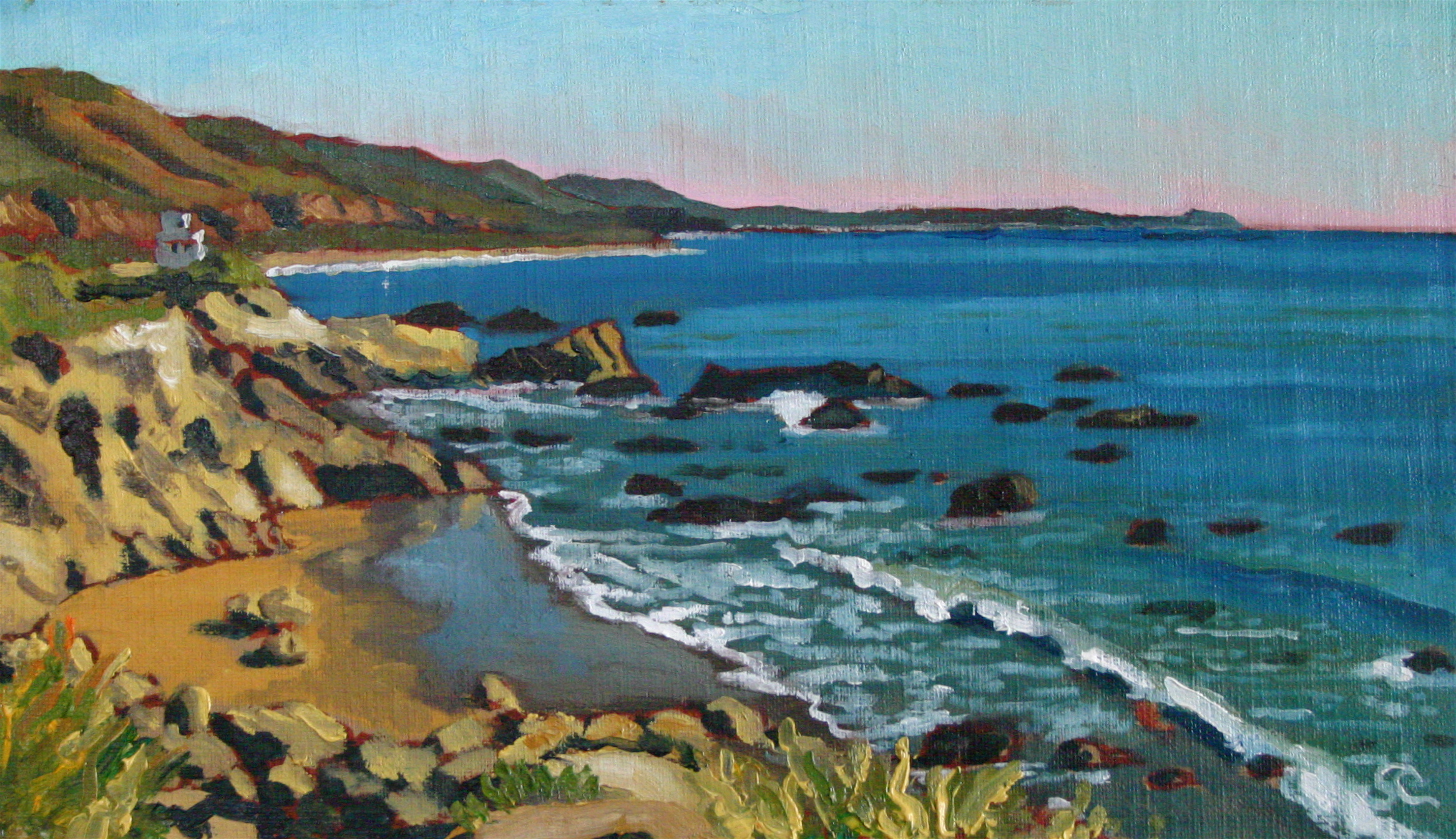 "Leo Carrillo Beach" oil on canvas panel 7 x 12  sold