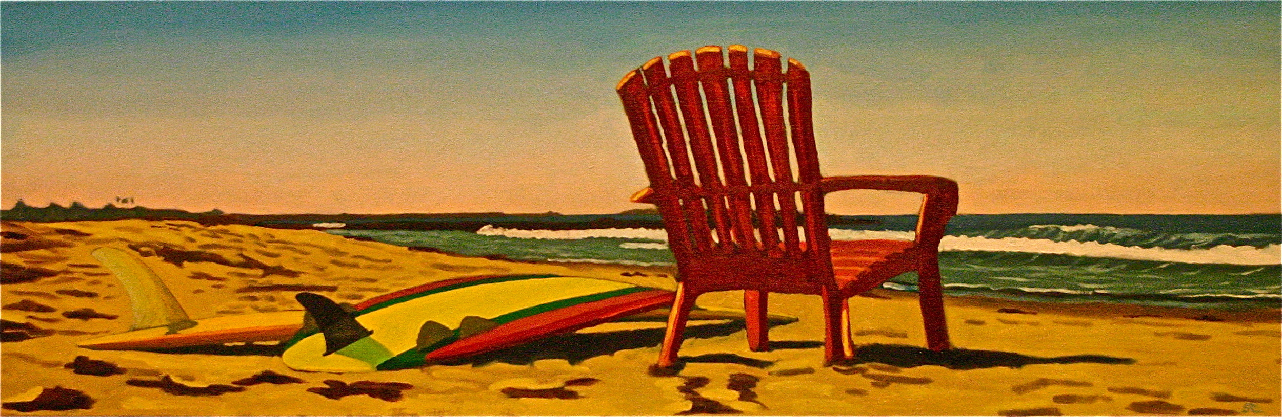 "Red Chair Looking South" oil on canvas 12 x 36   sold