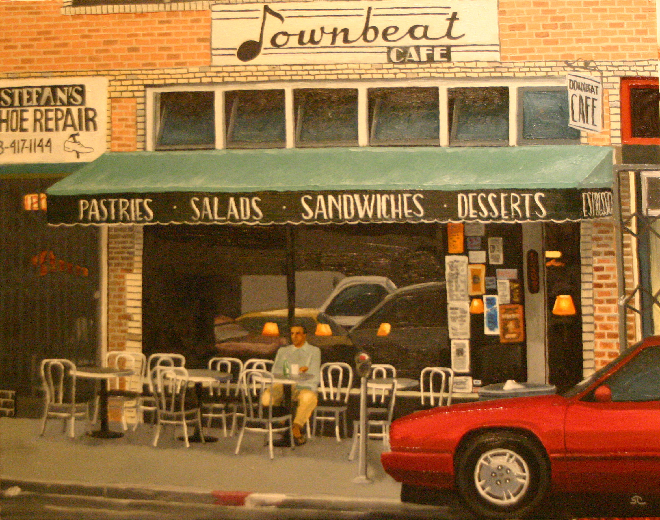 Downbeat Cafe oil on canvas 22 x 28