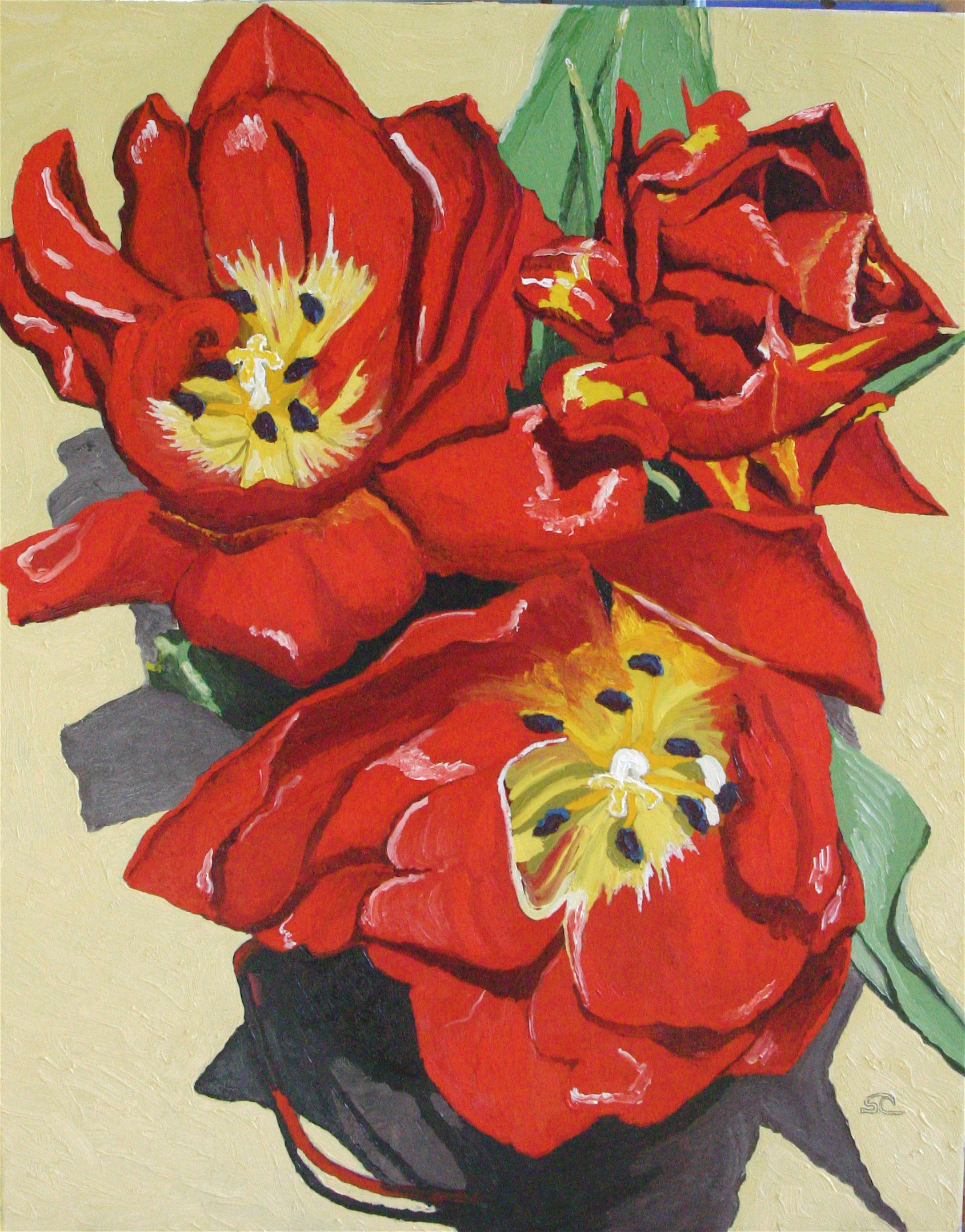 Tulips in Heat  oil on canvas 24 x 30