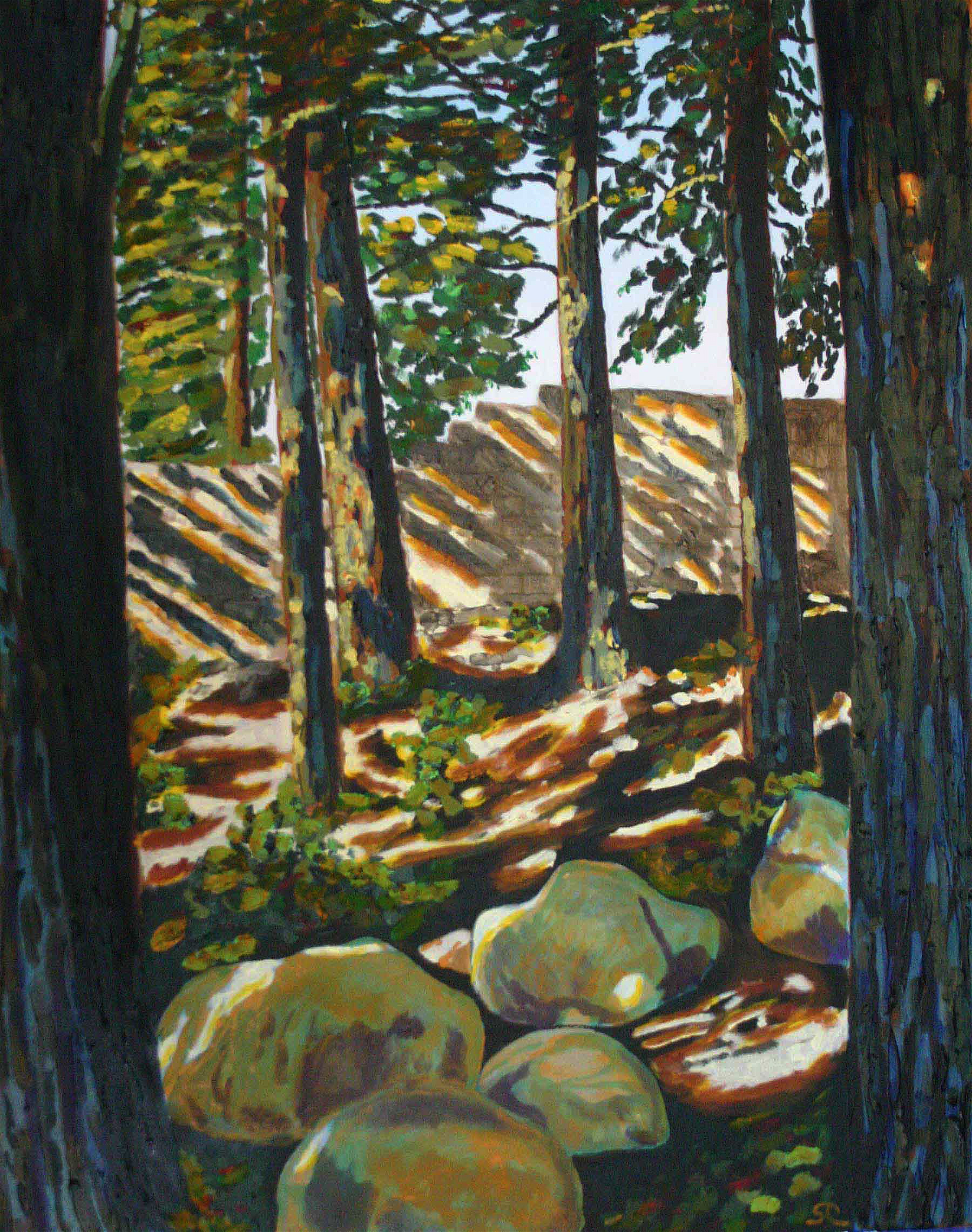 "Thompson's Back Yard Redwoods" oil on canvas 24 x 30  Thompson family collection