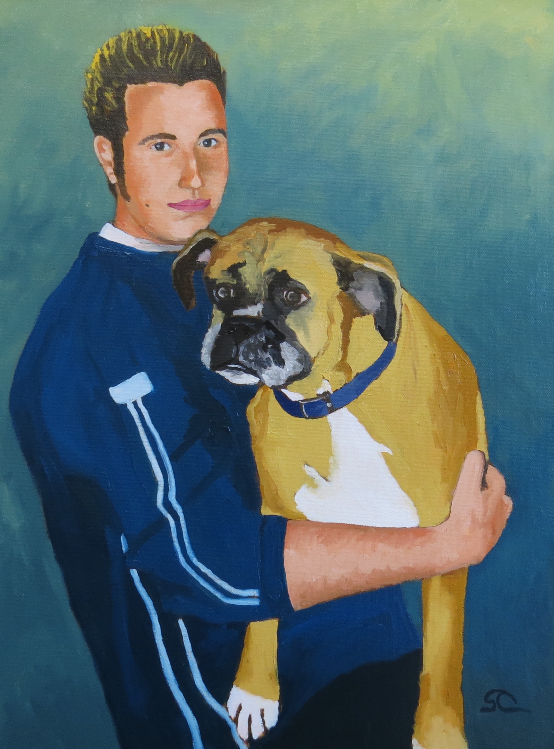 "Daniel and Ace" oil on canvas 24 x 30  Strople collection