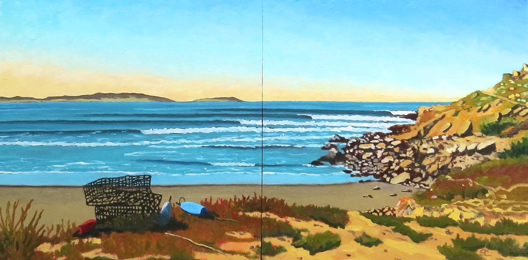 "Alejandro's Point" oil on panels 16 x 32