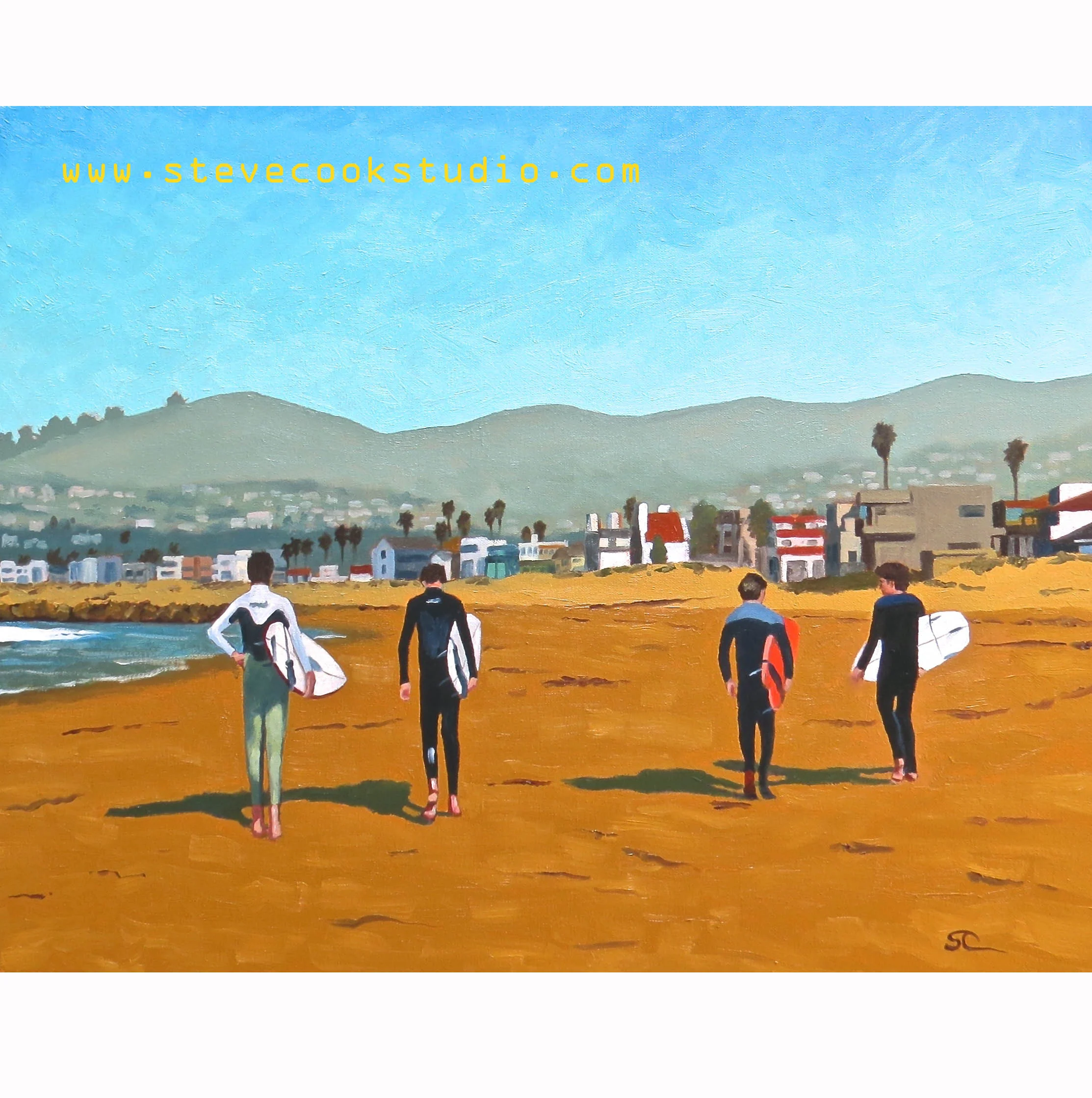 "Heading for Home After a Morning Session" oil on canvas 24 x 30