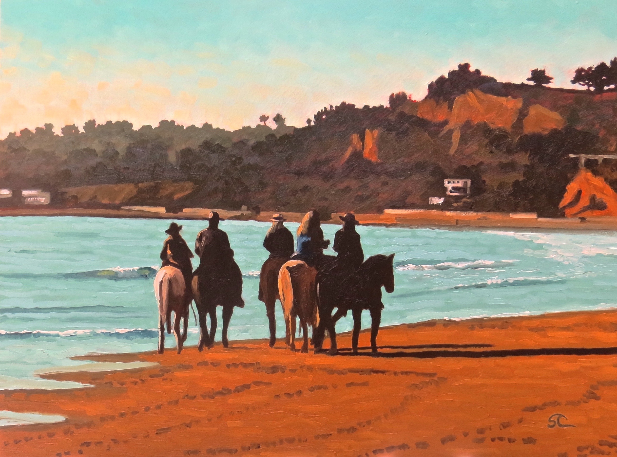 "Beach Riders" oil on panel 18 x 24