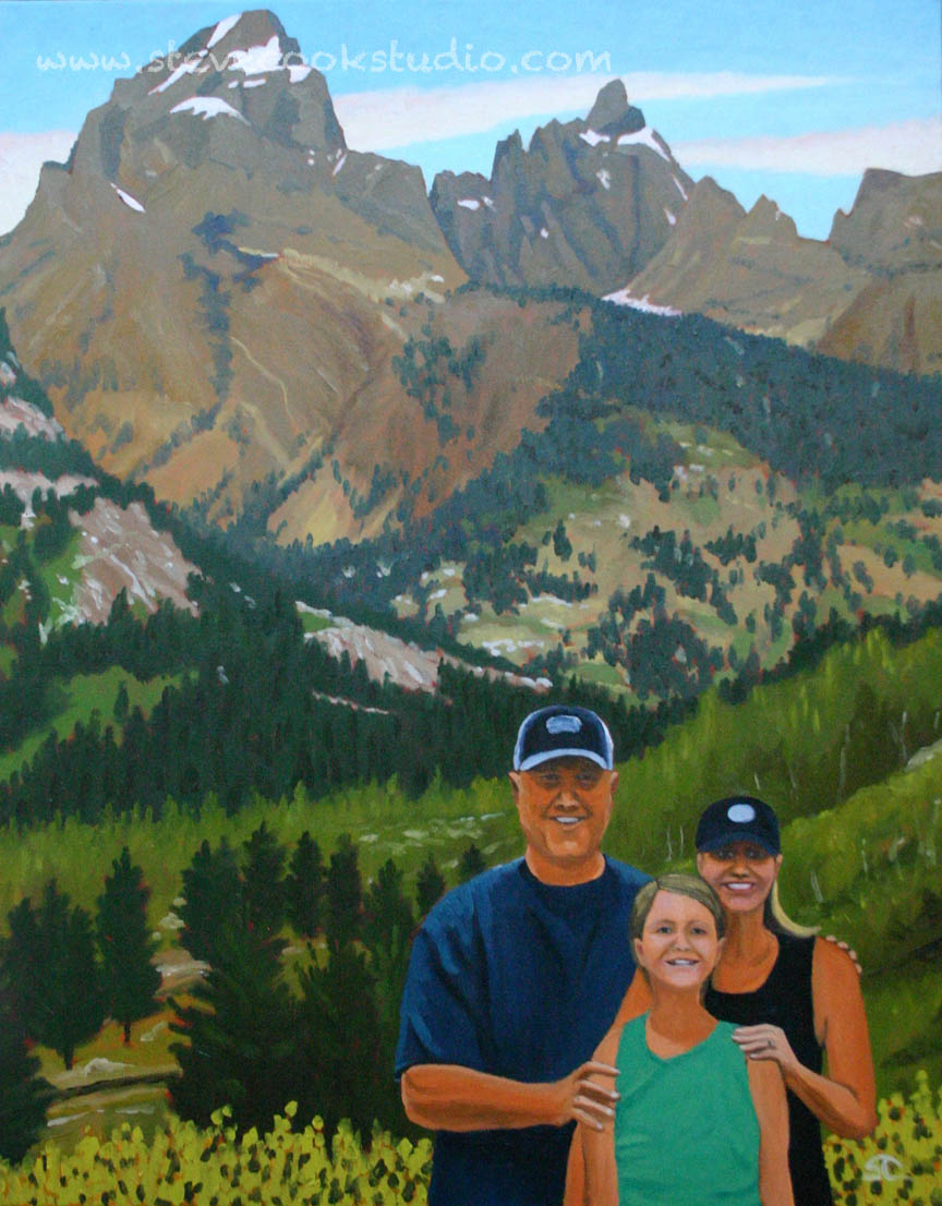 "Lehr Family in the Tetons" oil on canvas 24 x 30