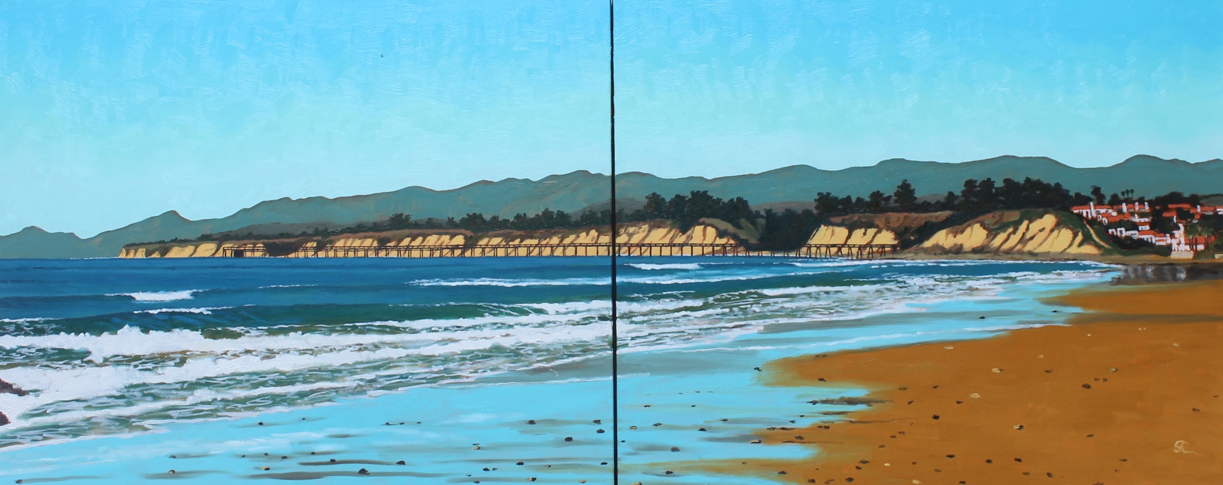 "Naples Beach" oil on canvas 24 x 60 diptych   Commissioned Piece