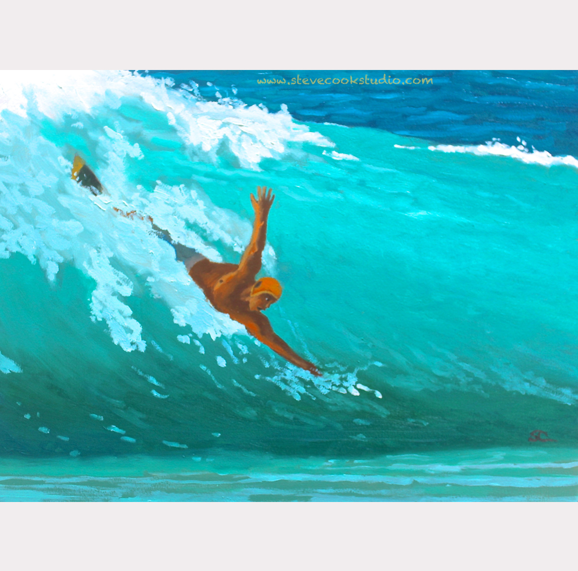 "The Bodysurfer" oil on panel 12 x 16
