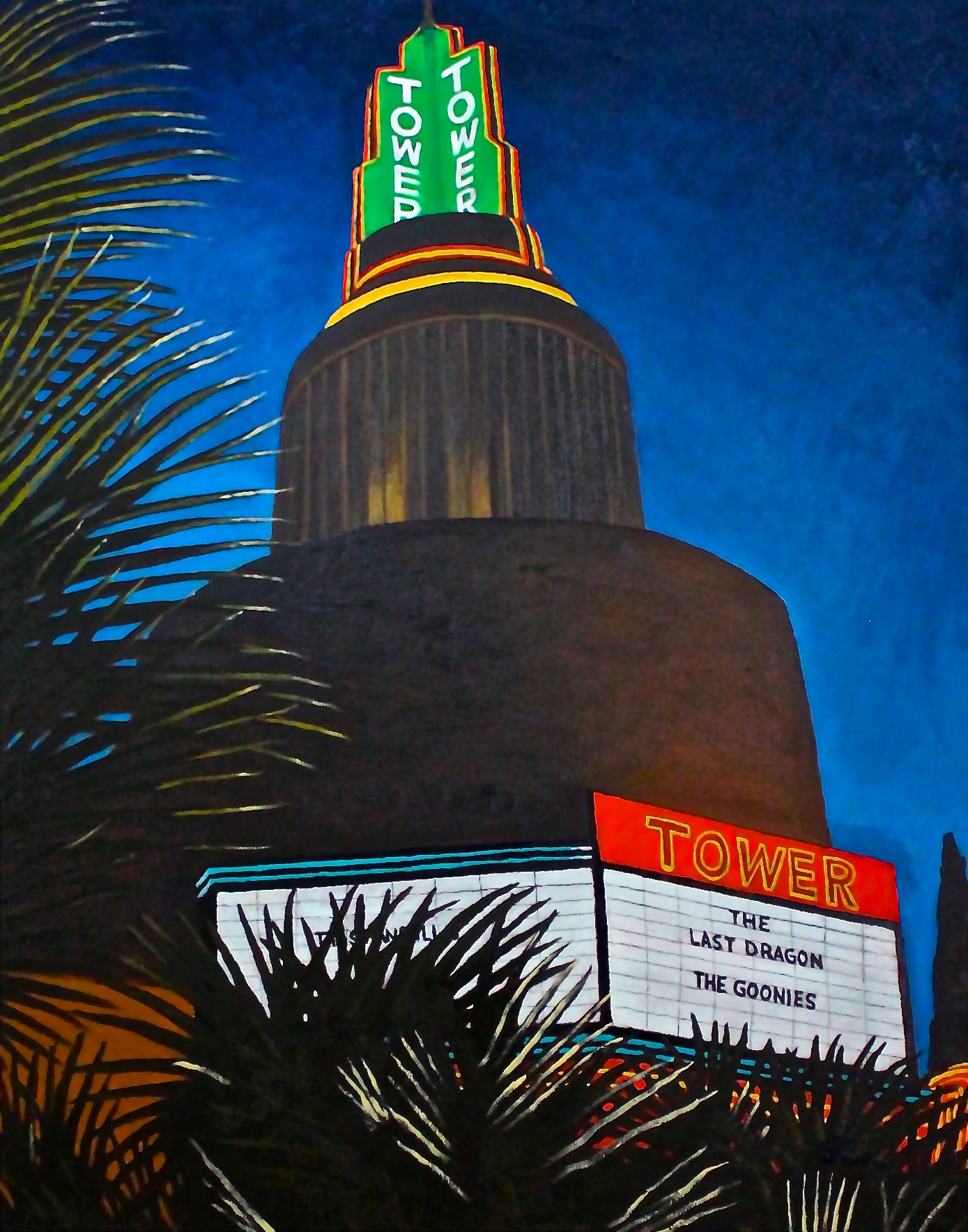 "Tower Theater"  oil on canvas 24 x 30