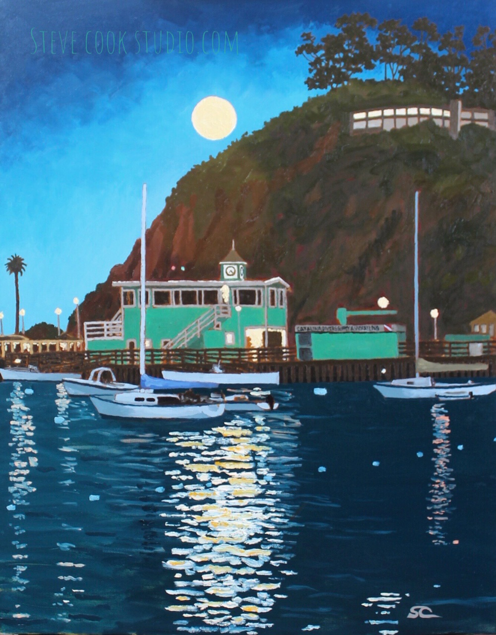 "Full Moon Over Avalon" oil on canvas 24x30