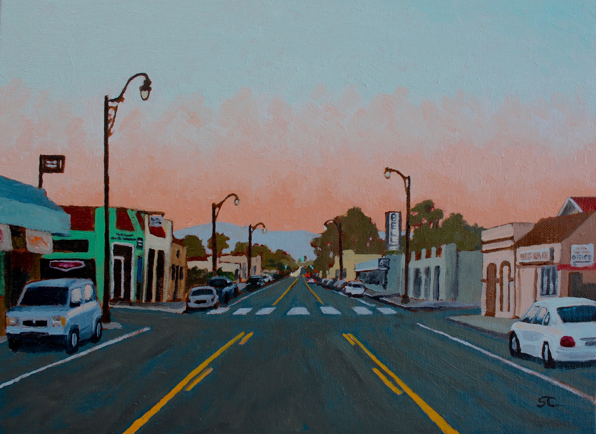 "La Avenida" oil on panel 12x16