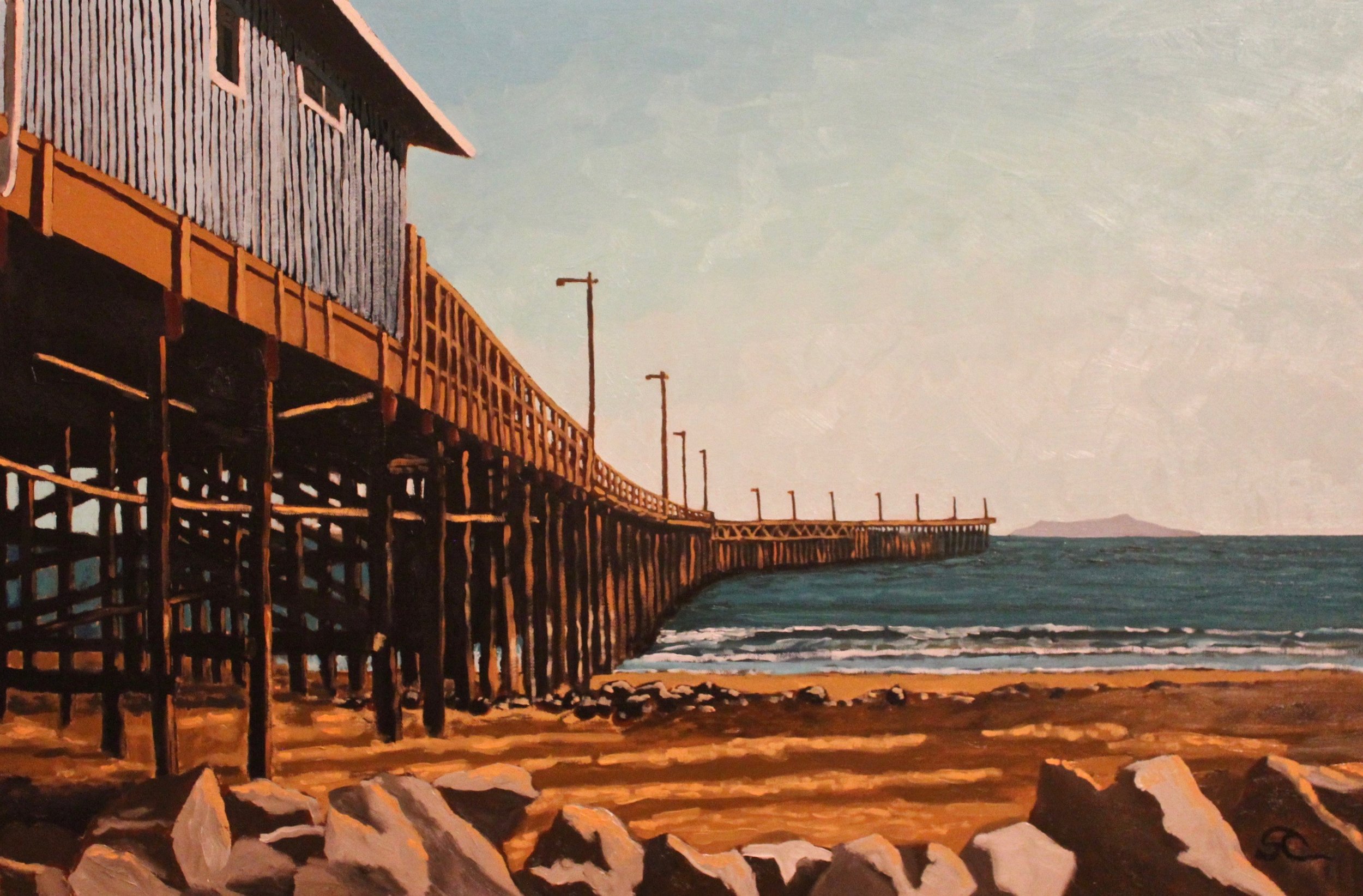"Ventura Pier Before the Storm" oil on canvas 24x36