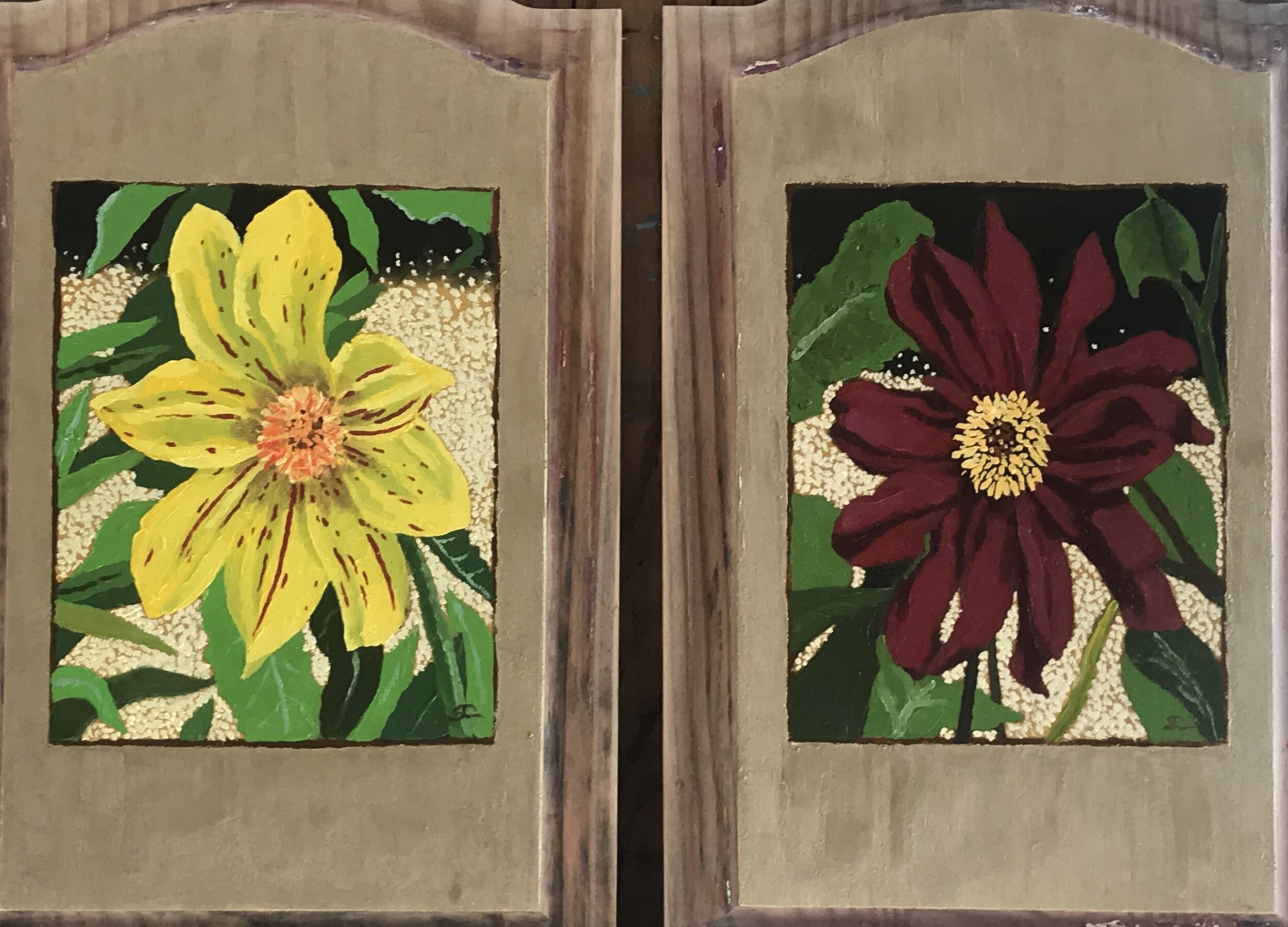 "Giverny Blooms"  Diptych, 24.5 x 18.5 oil on wood panel