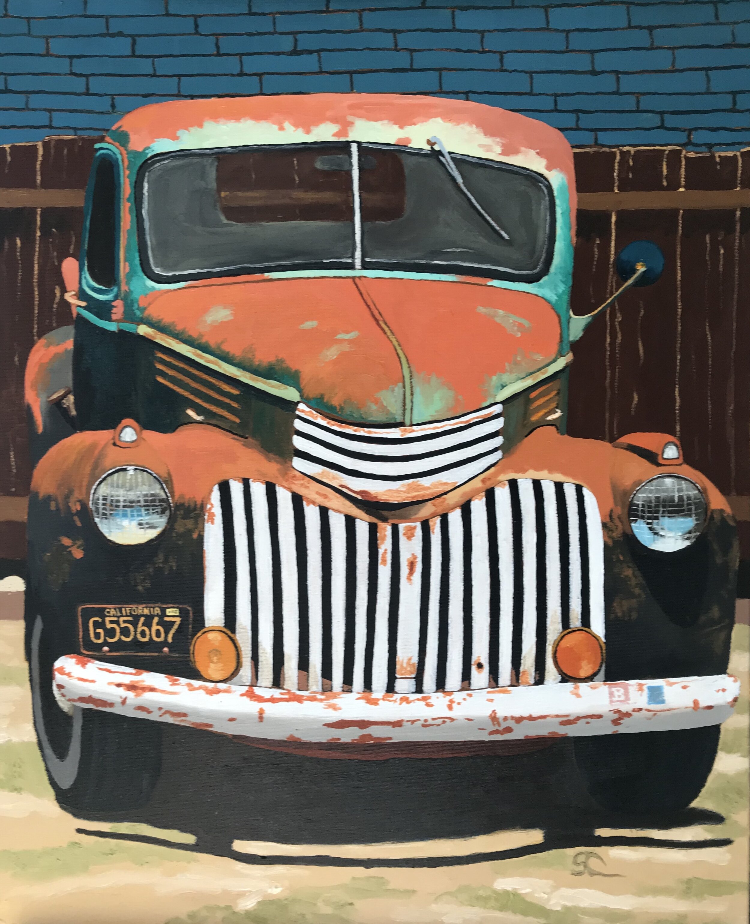 "Backyard Truck" oil on canvas 24x30