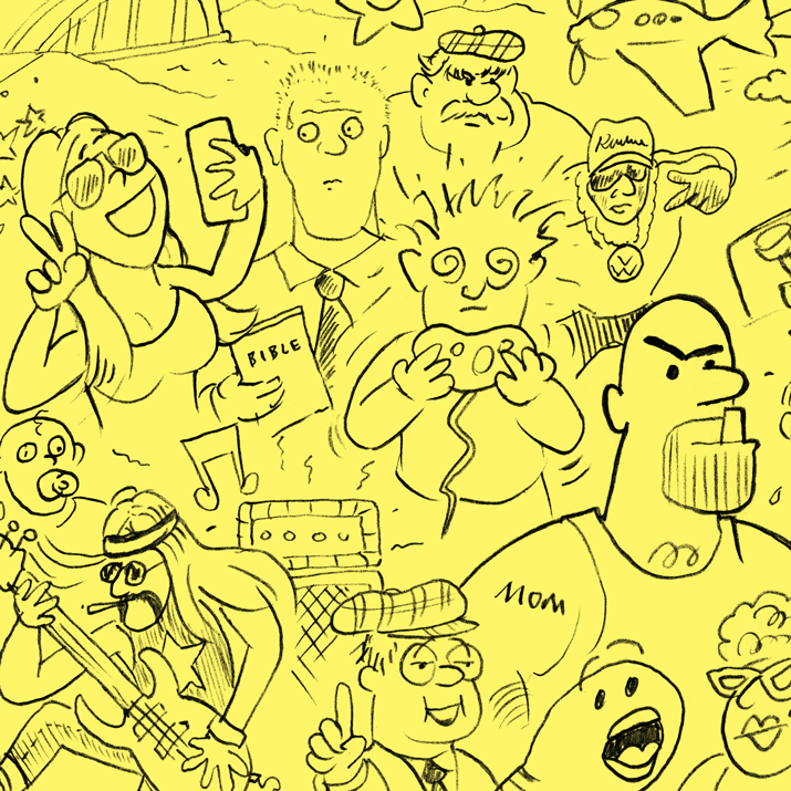 ‘We The People’ A detail of a collage of characters I used for self-promotion.