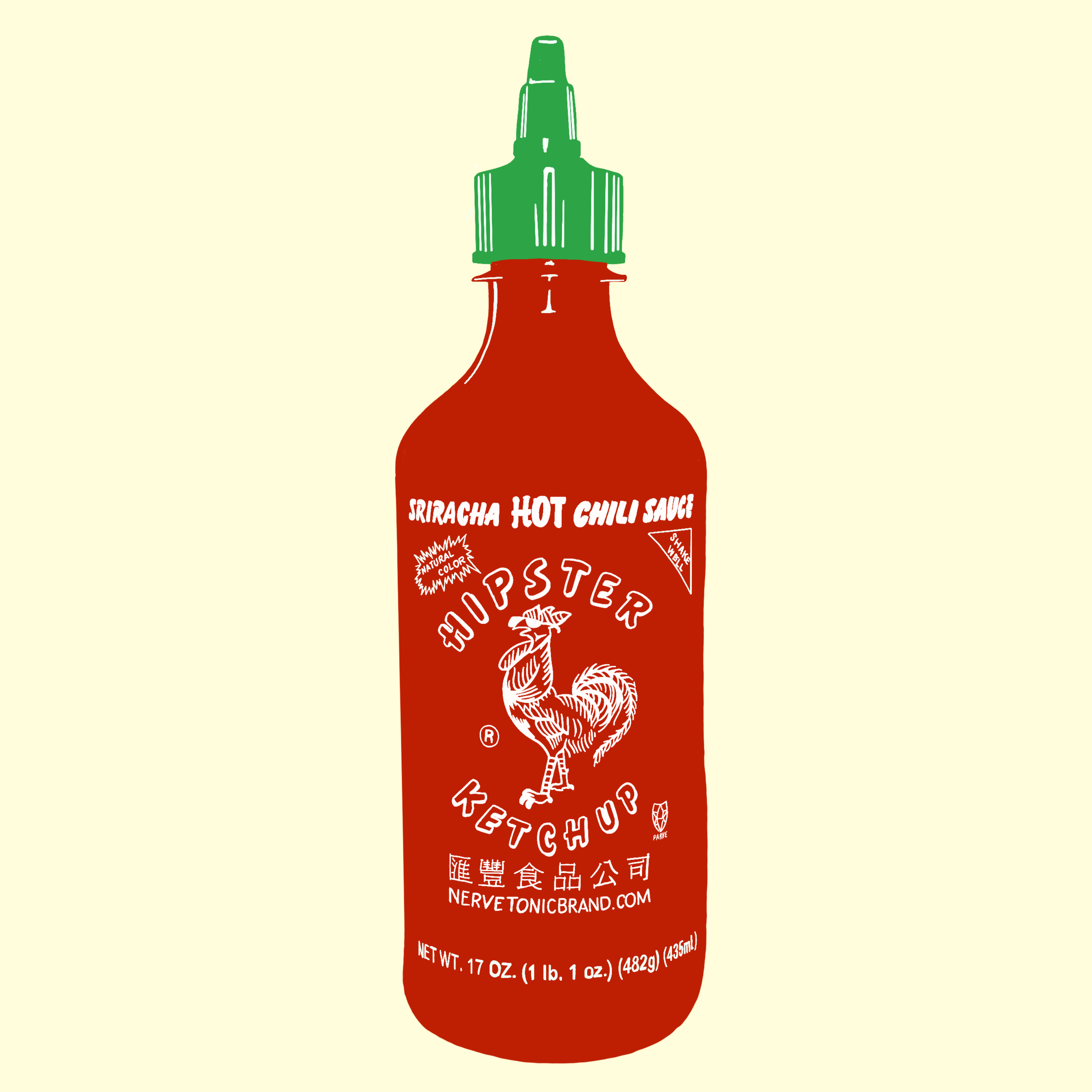 ‘Hipster Ketchup’ Look close, the chicken has Ray Bans. Digital illustration created in Procreate.