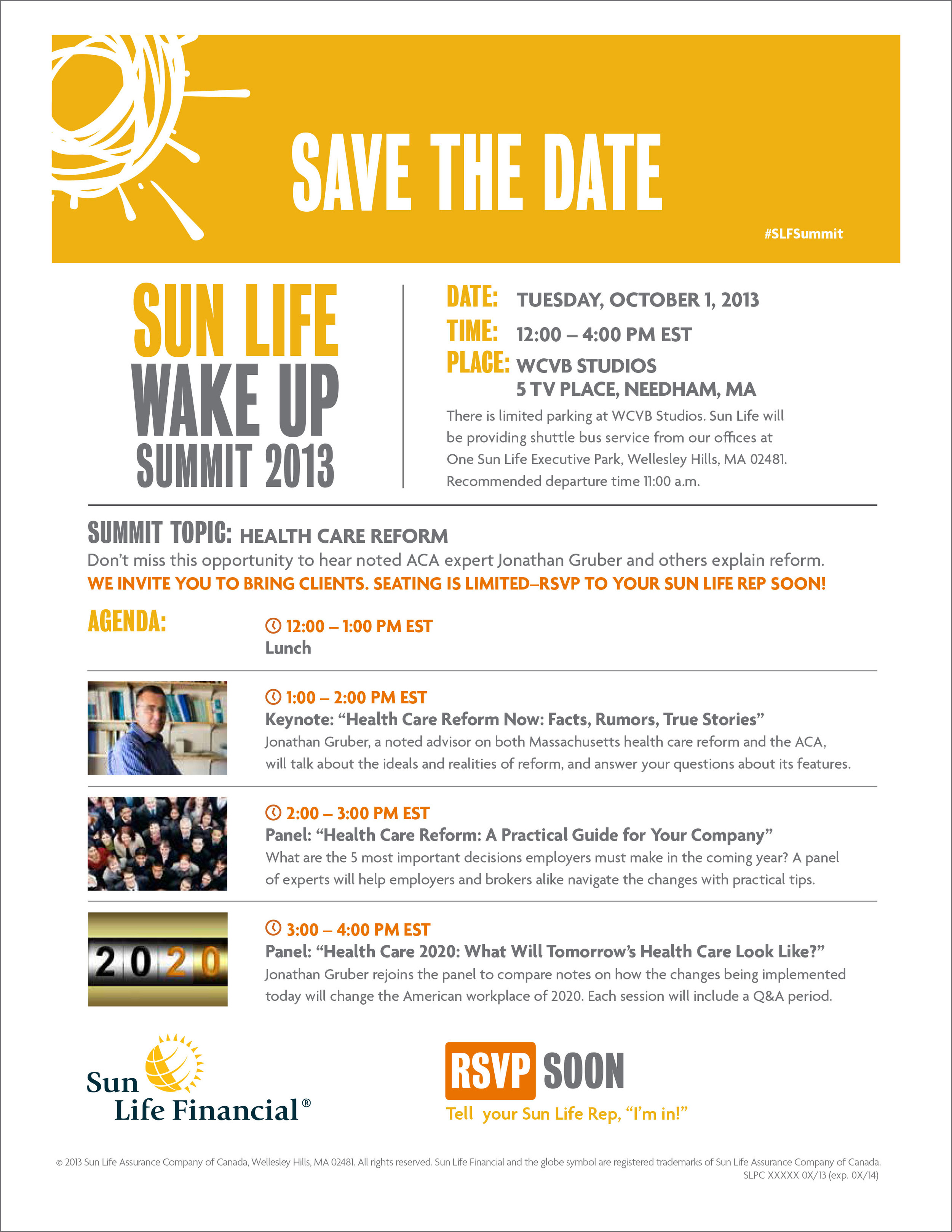 The first annual Sun Life Wake Up Summit invite.