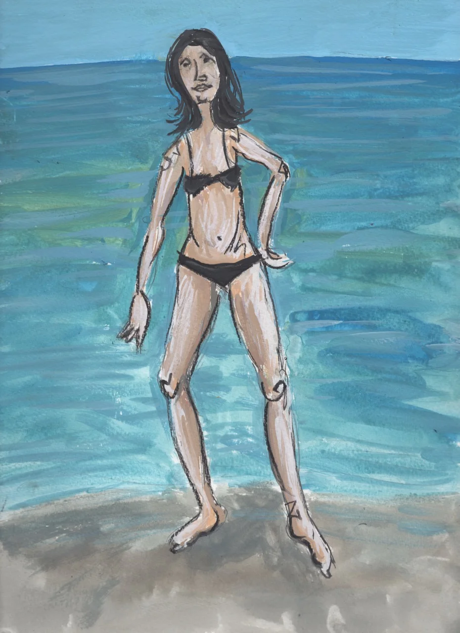 Gouache paint, acrylic paint and charcoal, on paper
