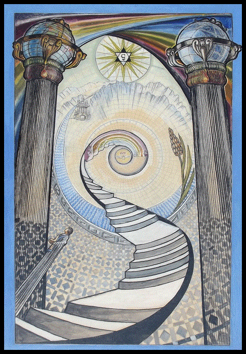 A painting by Lady Frieda Harris, commissioned by Aleistor Crowley for the “Thoth Tarot Deck.”