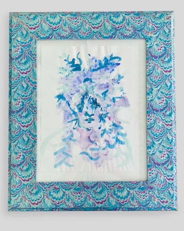 SHAMANESS (HEADDRESS) Monotype in watercolor, on paper, 12 x 9 inches. With vintage frame. 2019 - 2020..jpeg