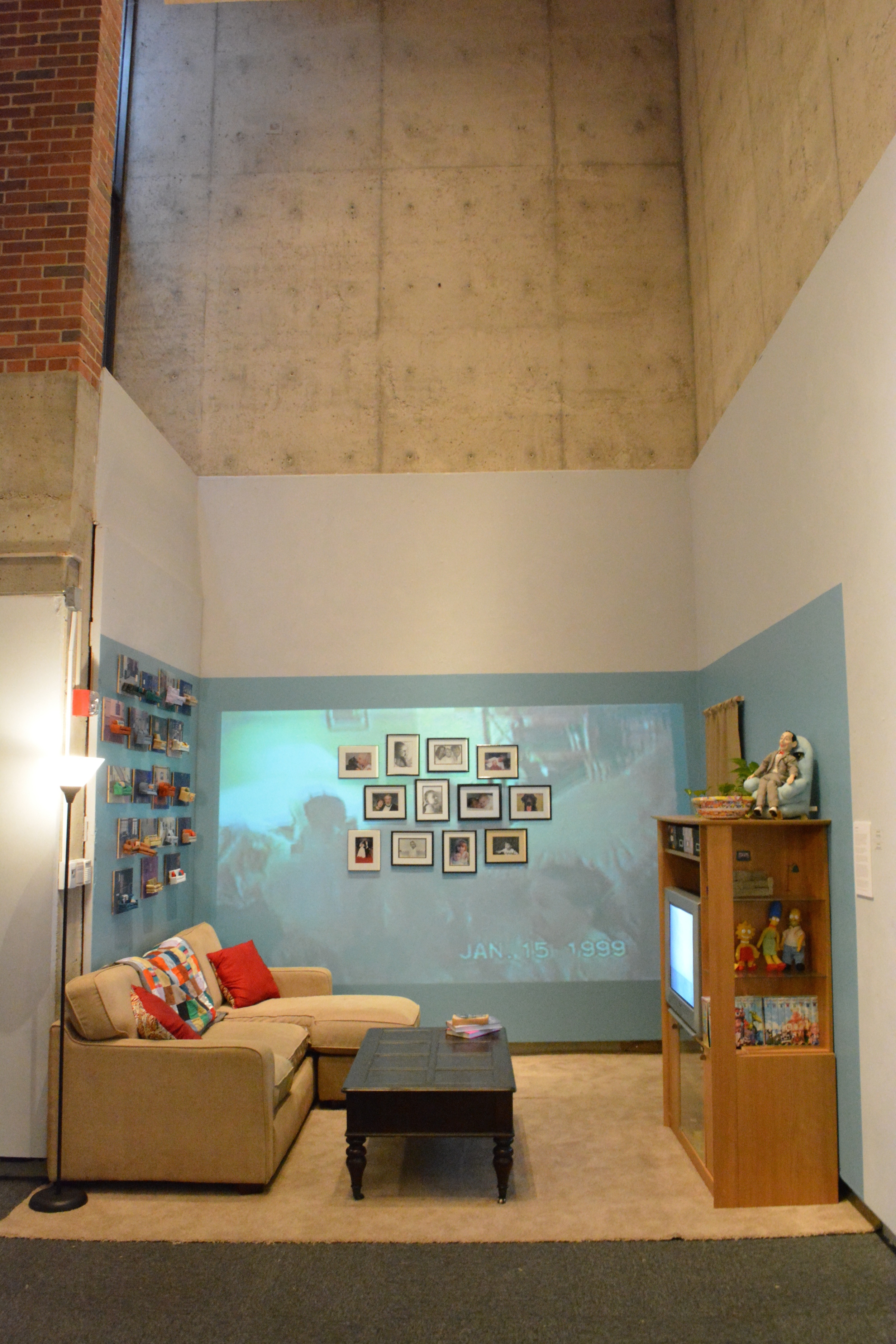 Life & Living Room , Cassidy Routh, Video, Installation, Screen print and soft sculpture, 2015 BFA Thesis Work Spring 2015, Florida State University Museum of Fine Arts