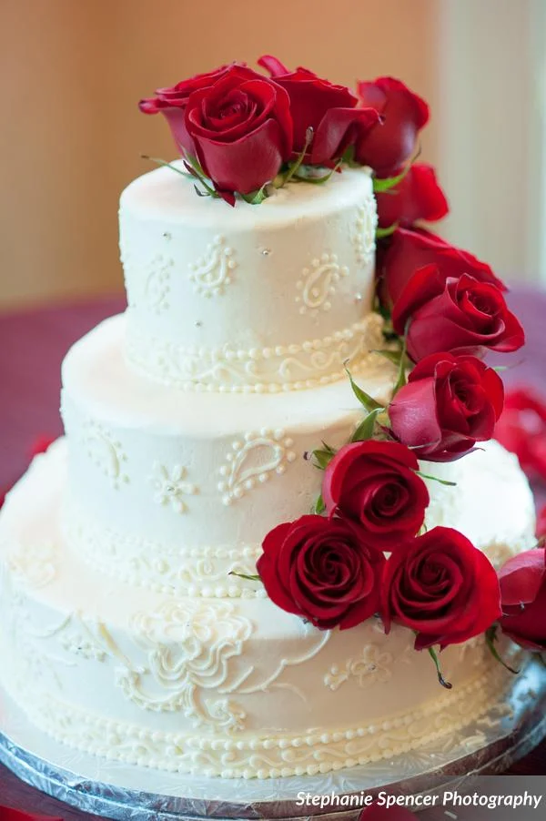 Red Roses Wedding Cake | Edible Art Bakery of Raleigh