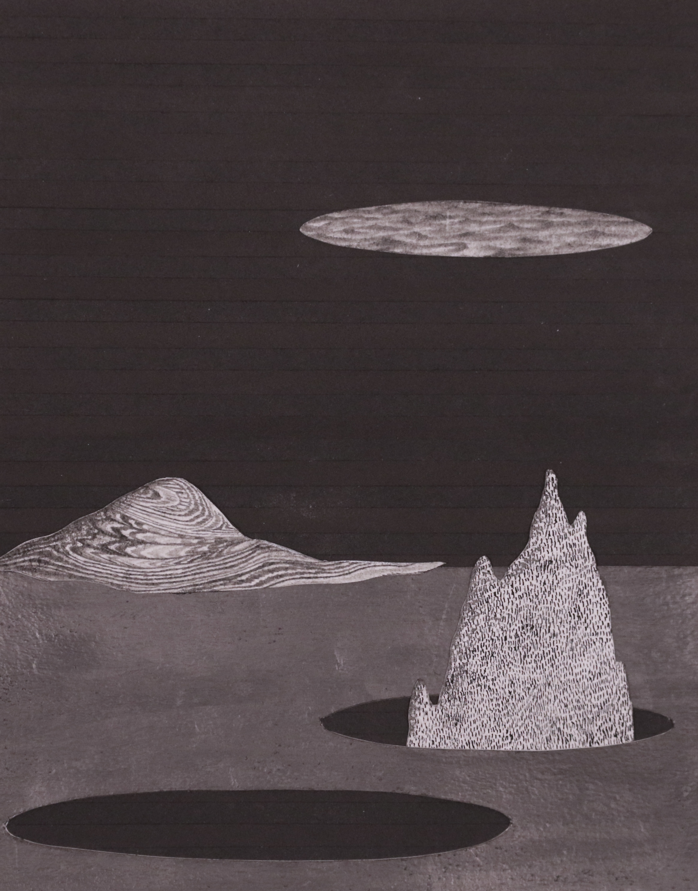 Untitled, 8''x11'', Graphite, Gouache and Cut Paper Collage, 2014