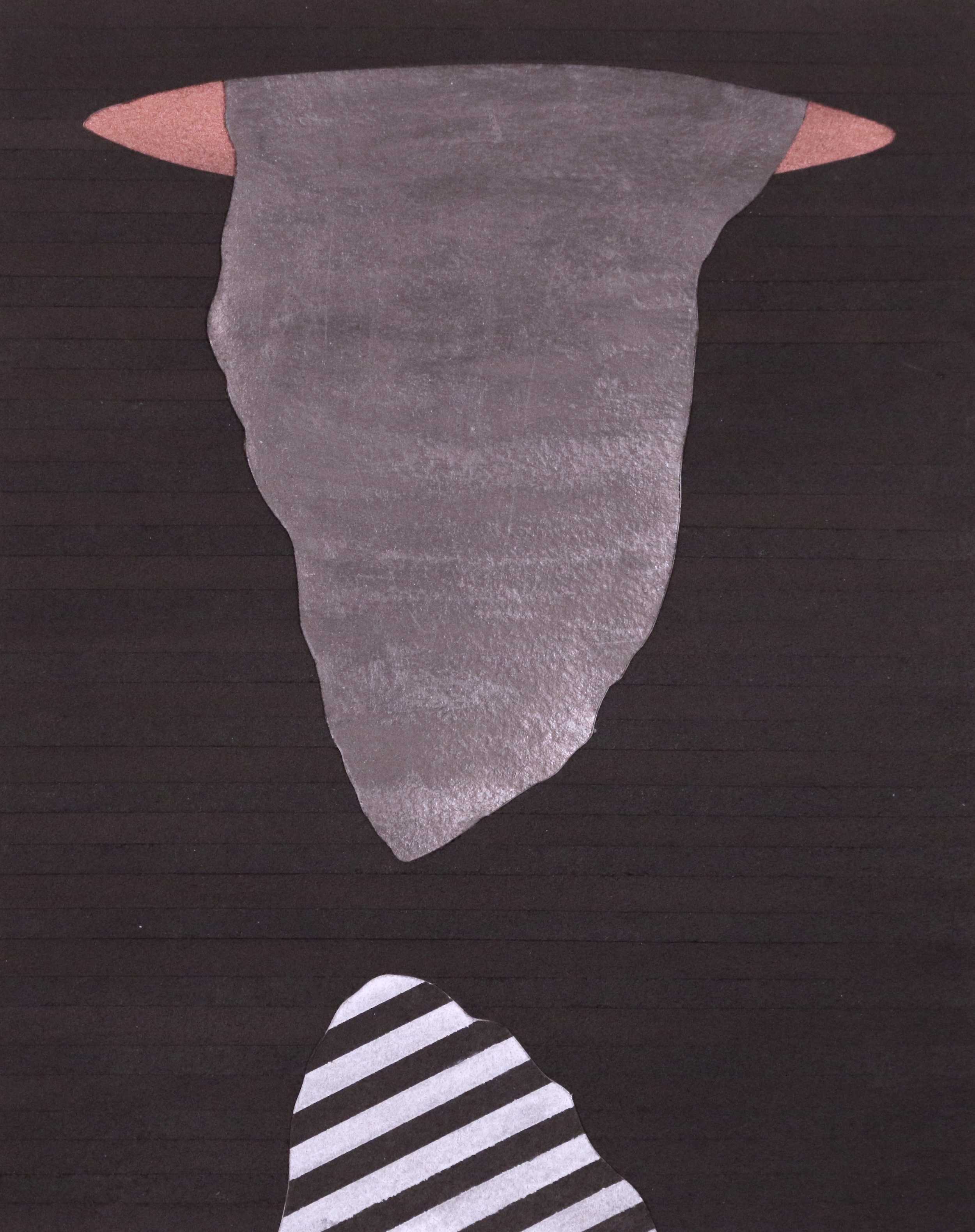 Untitled, 8''x11'', Graphite, Bronze, Gouache and Cut Paper Collage, 2014