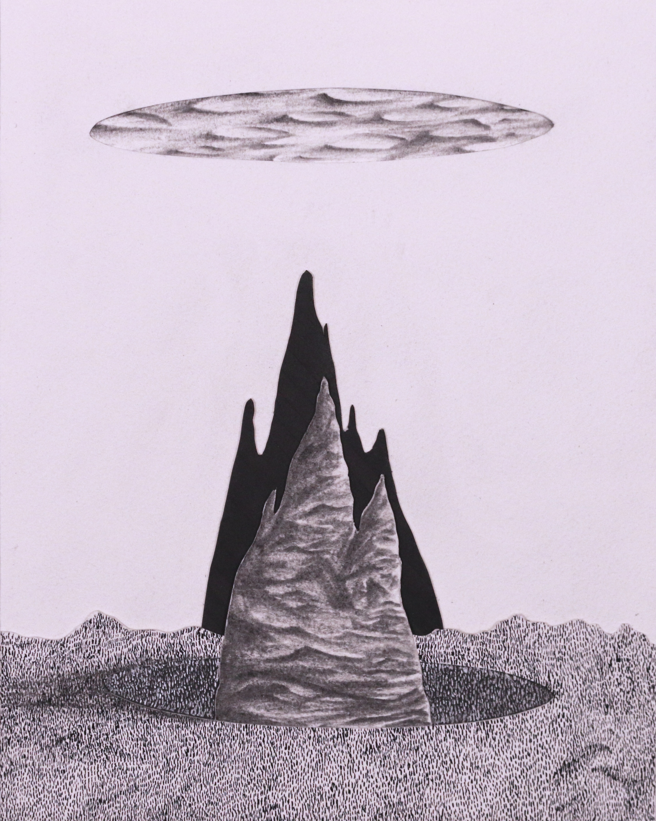 Untitled, 8''x12'', Graphite, Gouache and Cut Paper Collage
