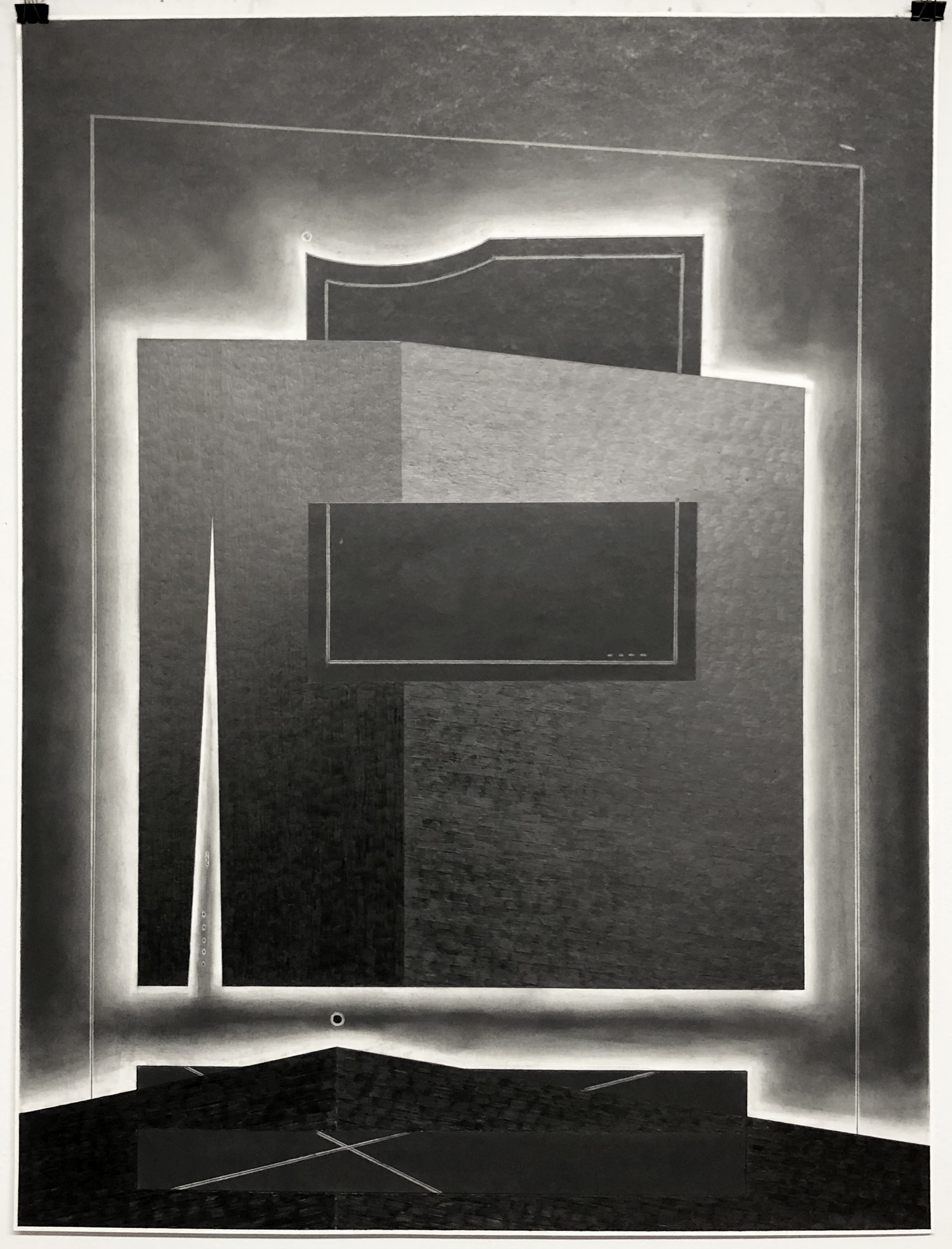  Monolith no.1 (folded lock)  22 x 30 inches  graphite on paper  2019 