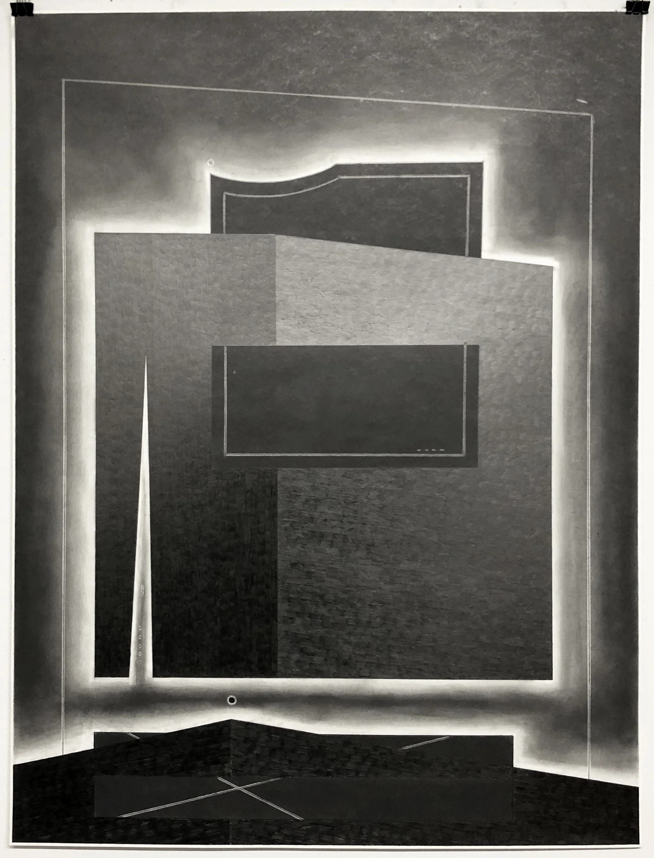 Monolith no.1 (folded lock) 22 x 30 inches graphite on paper 2019