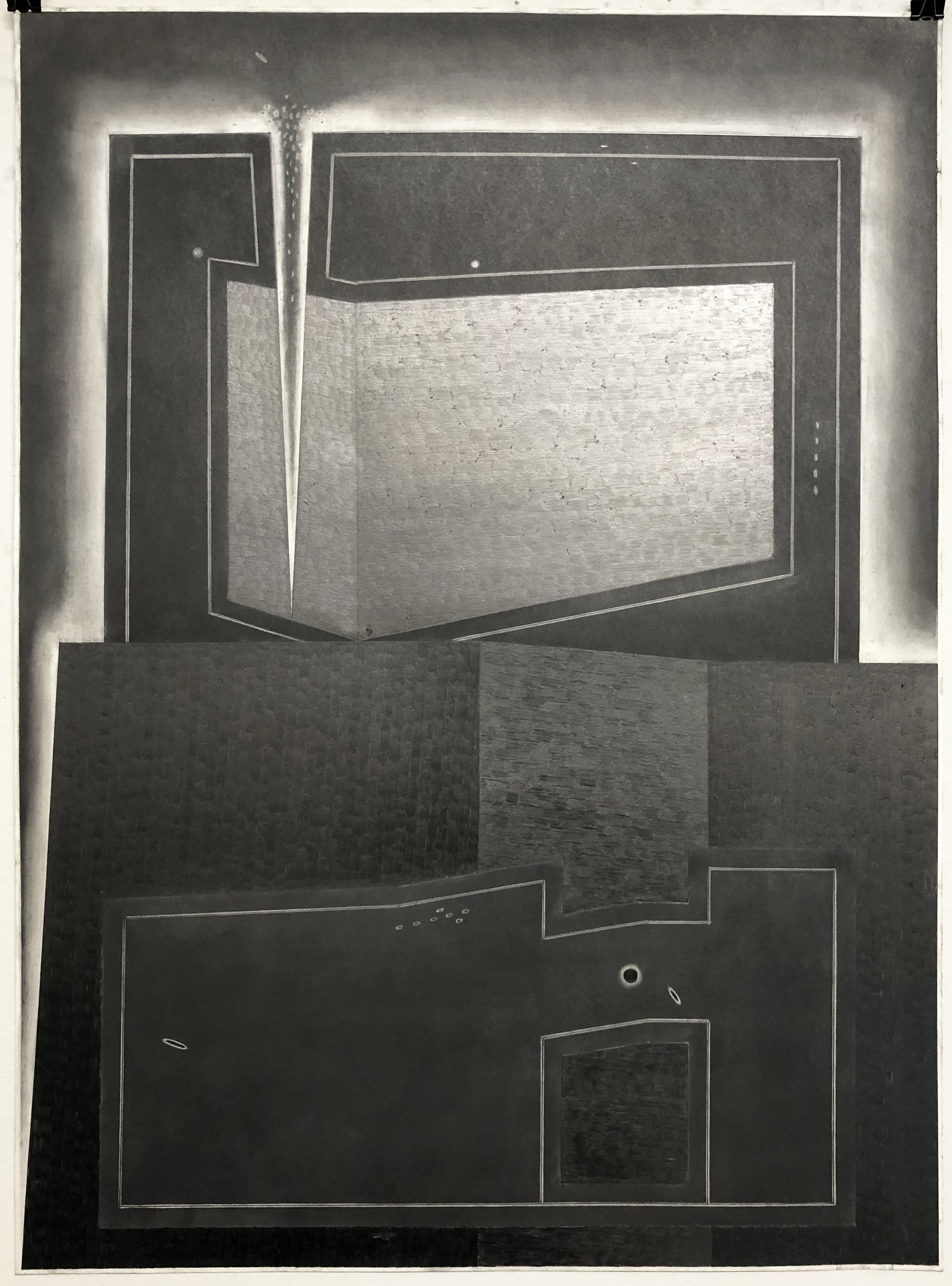  Monolith no.2 (H wall with monolith)  22 x 30 inches  graphite on paper  2019 