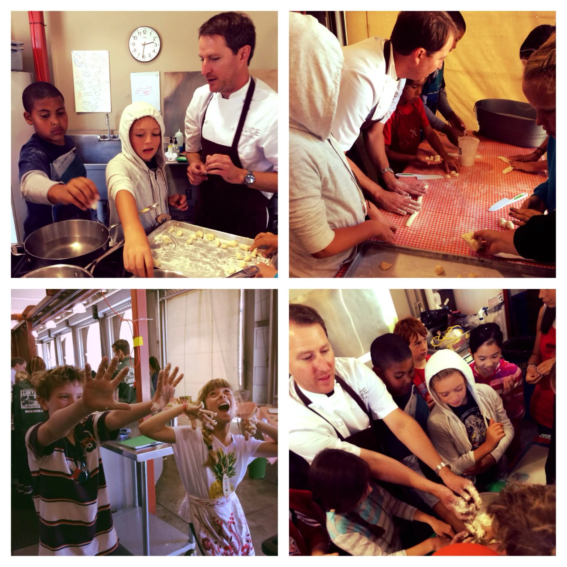 Chef Daniel got messy with the campers while making homemade gnocchi. 