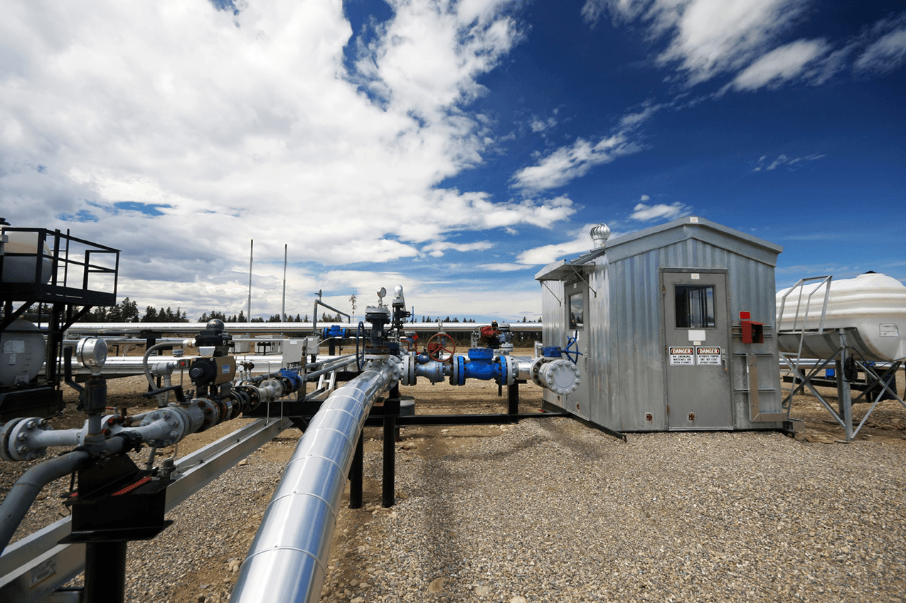 landscape view of an oil and gas facility.