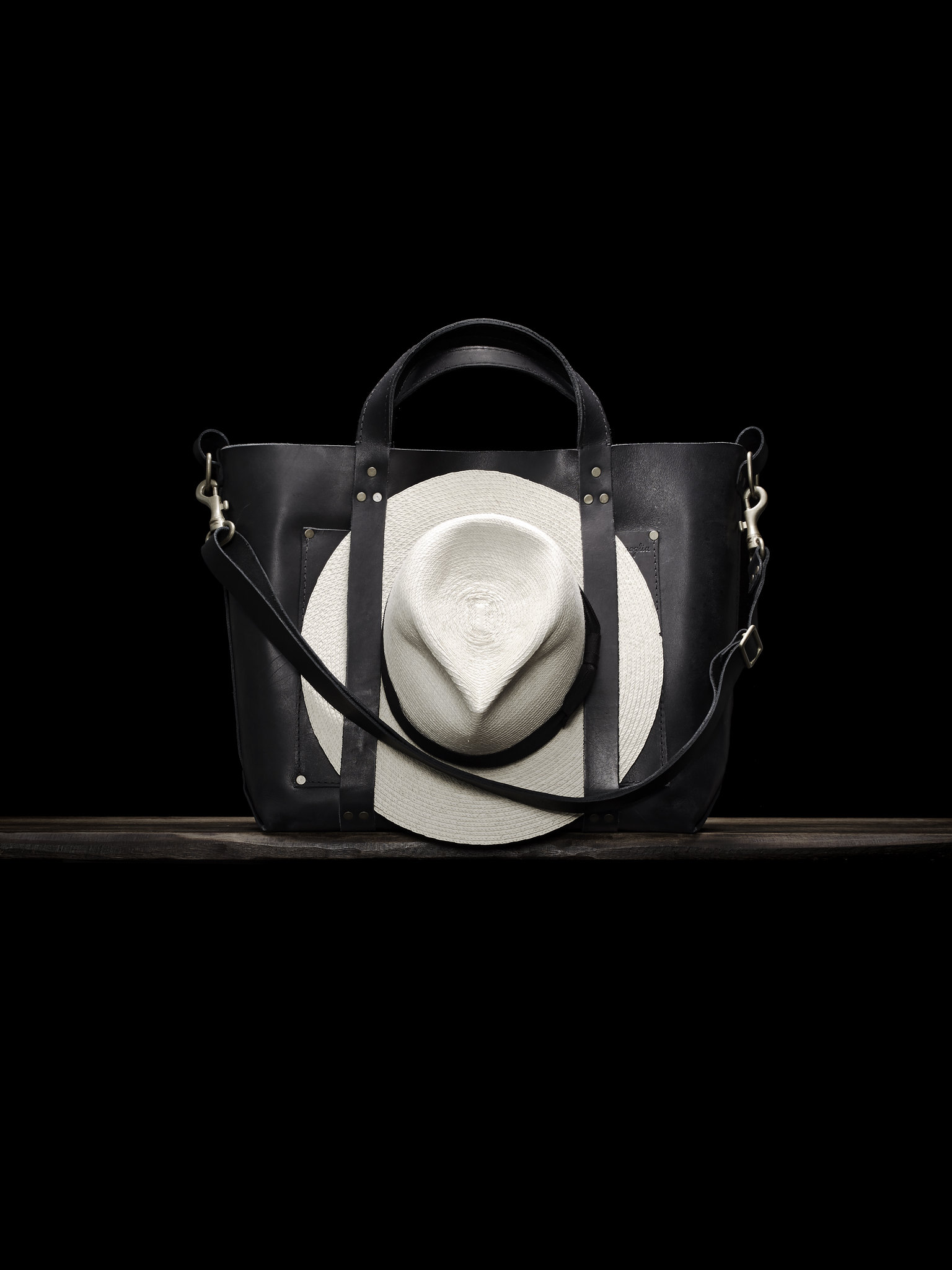 The Poglia Porter (Hat Holder) Black Leather Bag