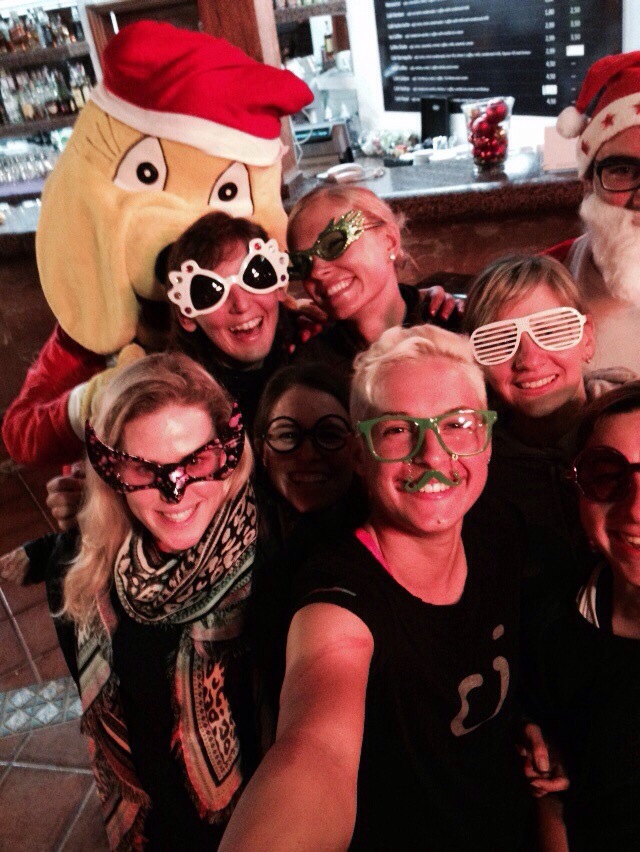 We had a Christmas party the night before everyone flew home. Crazy glasses have become a tradition at our team camp parties ;) 