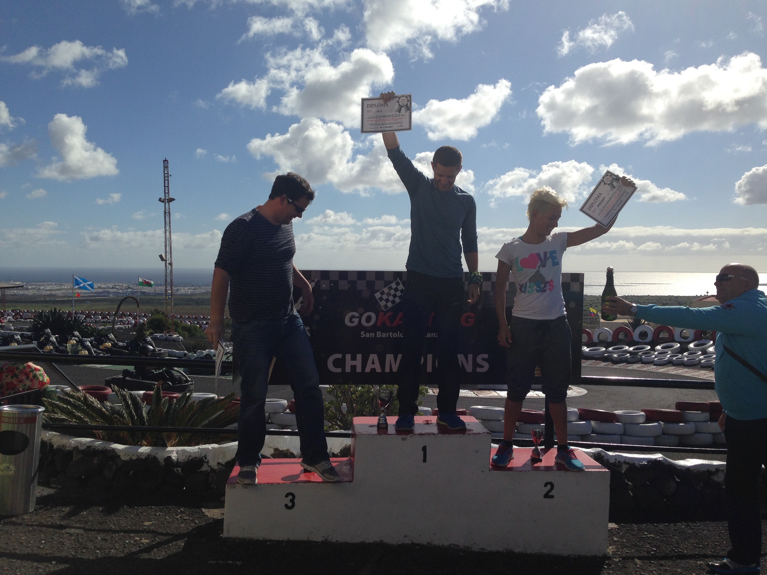 Proper podium with certificates, champagne and all!