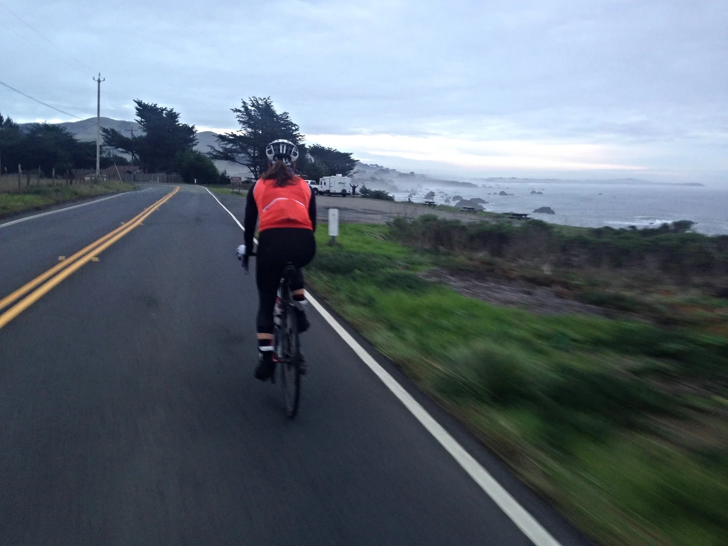 My Dad and the trailer in the distance, last 100 meters of our journey!