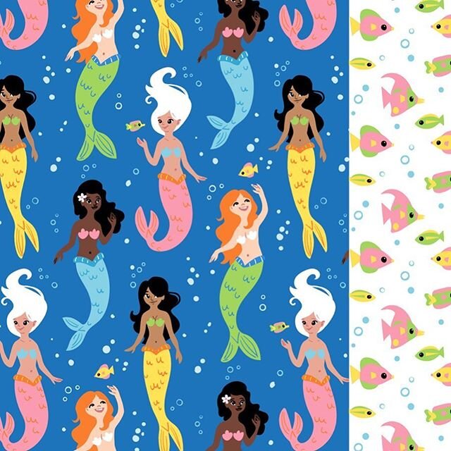 Happy mer-May! Just a little repeat pattern set inspired by mermaids 😊🧜