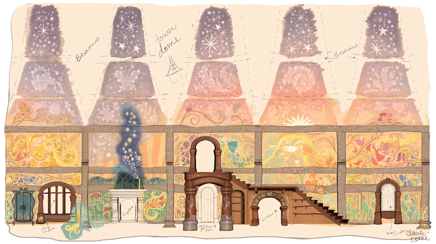 RAPUNZEL'S MURALS // PRODUCTION DESIGN ELEMENT FOR TANGLED