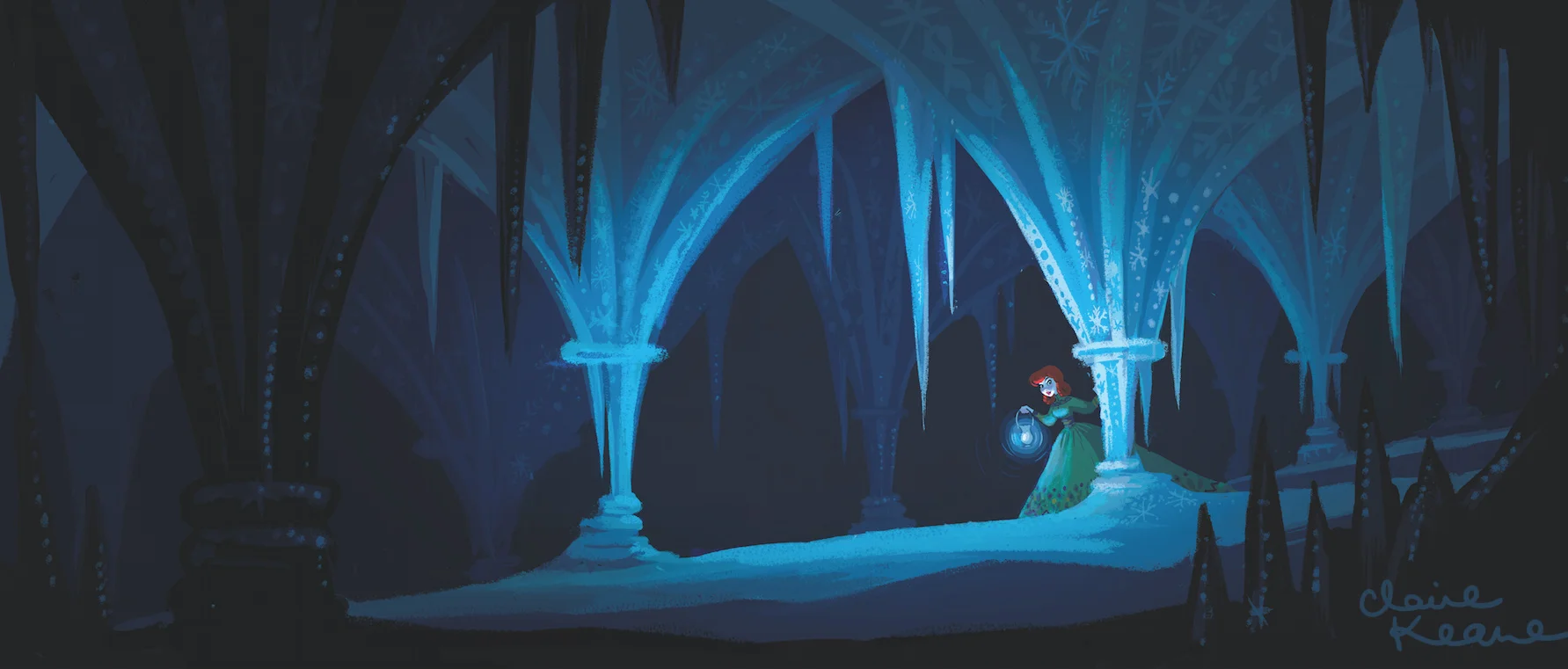 ANNA ENTERING ELSA'S ICE CASTLE - CAVE // VISUAL DEVELOPMENT FOR FROZEN
