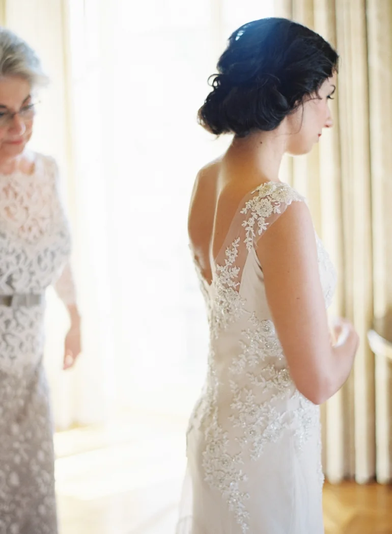 Classic Meridian House DC Wedding | DC Fine Art Film Wedding Photographer | Bride Getting Ready at The Jefferson DC