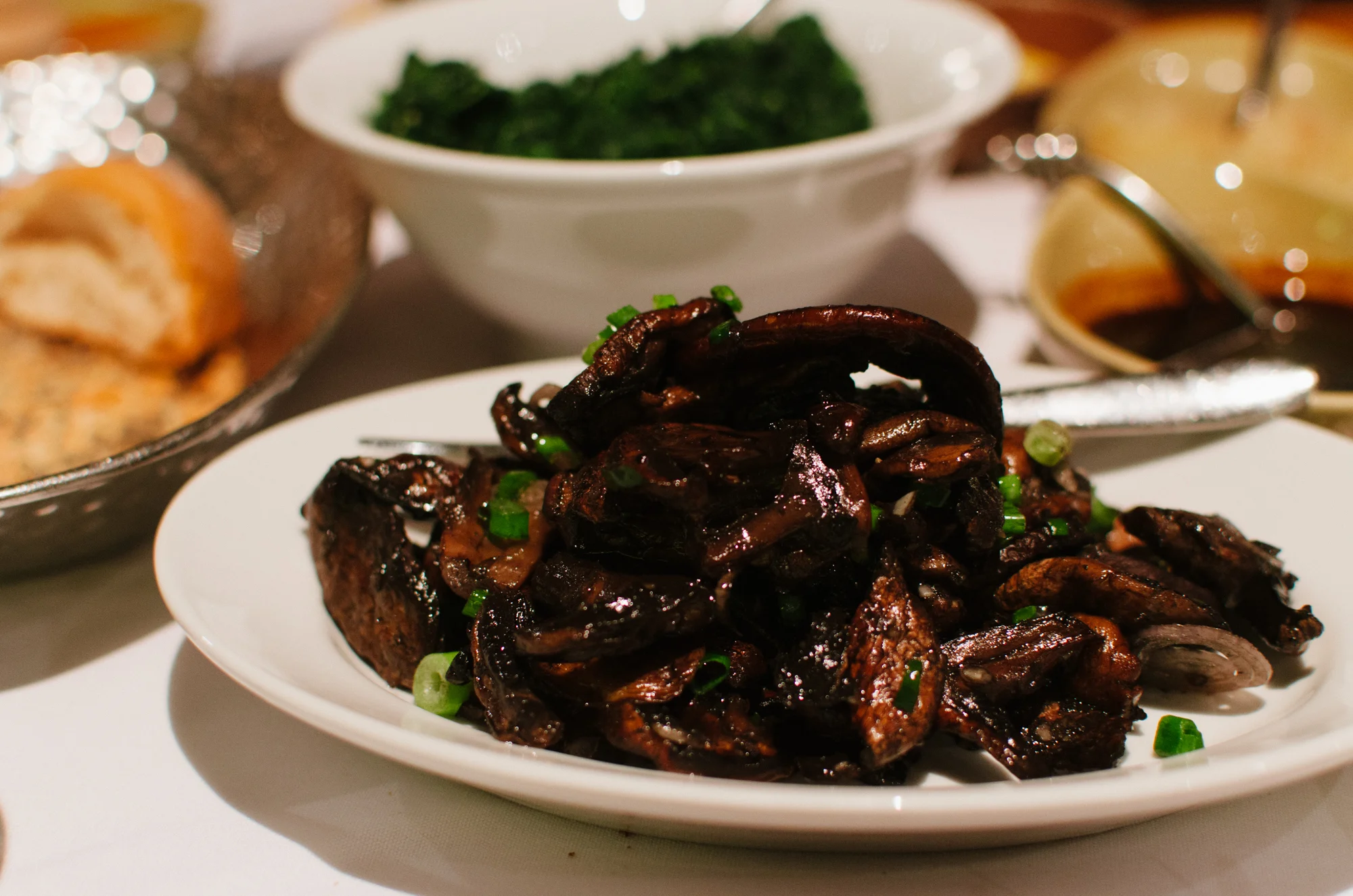 Sautéed Young Spinach and Wood-roasted Field Mushrooms
