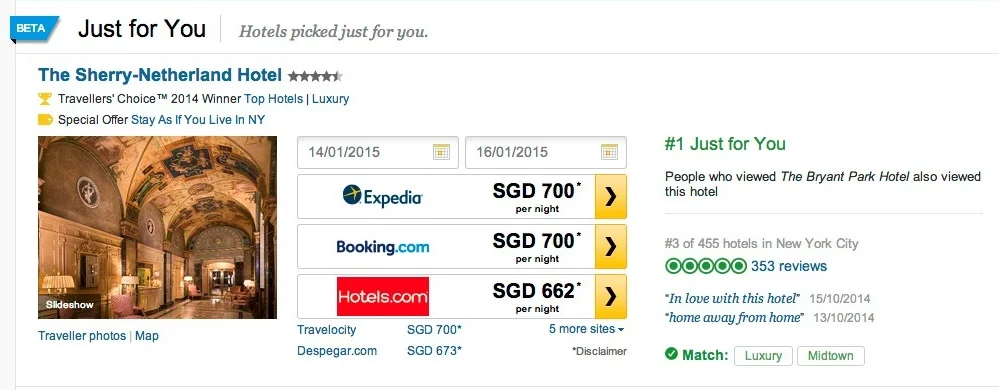 Personalised Hotel Recommendations by TripAdvisor