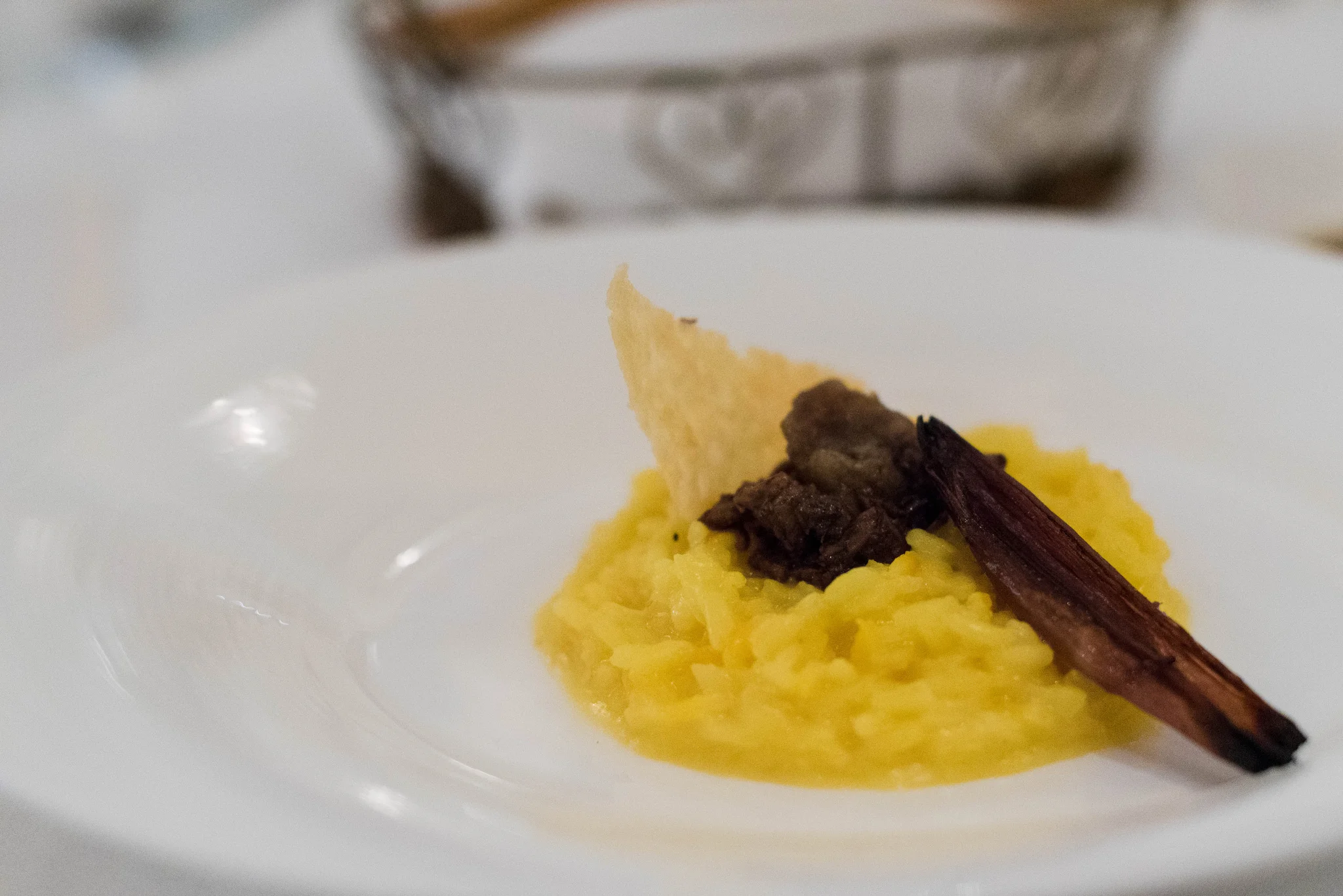 Risotto alla Milanese (S$38++) - p hotograph shows a tasting portion only.