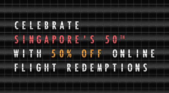 50% off KrisFlyer Miles Redemption on Singapore Airlines