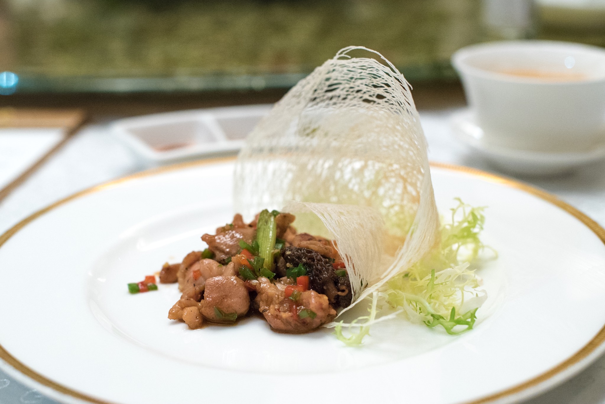 Pan-fried Chicken with Morel in Superior Soy Sauce (头抽香煎羊肚菌鸡脯)