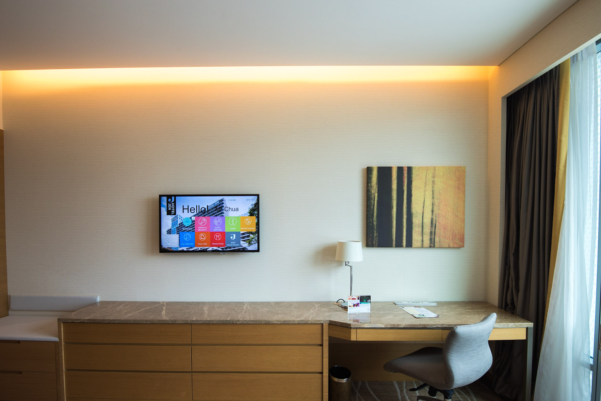 TV and Working Area in the Deluxe Room - Hotel Jen Orchardgateway Singapore