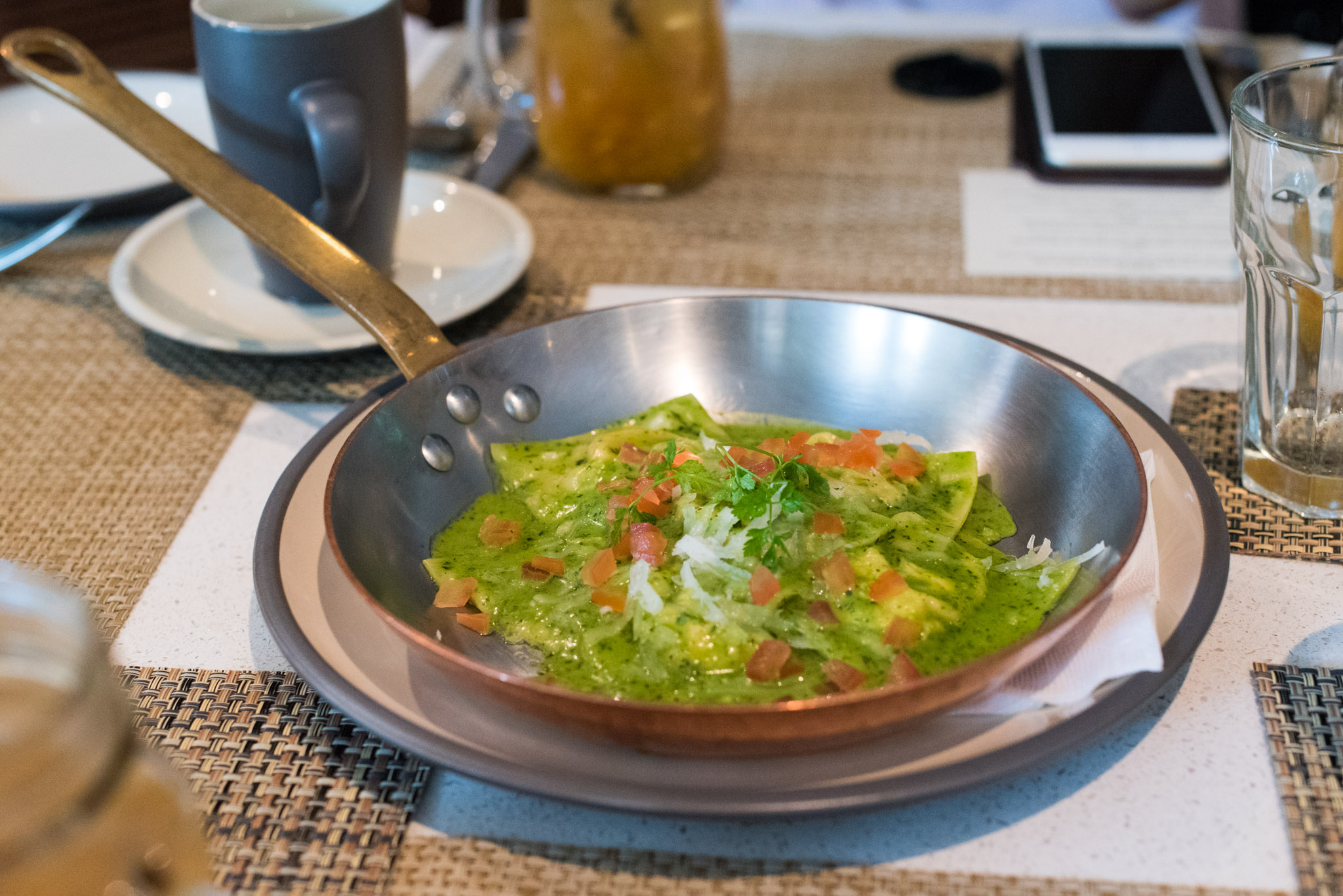 Homemade Ravioli, Sun-dried Tomatoes, Bufala Ricotta in Basil SauceThe Waterfall - Shangri-La Singapore